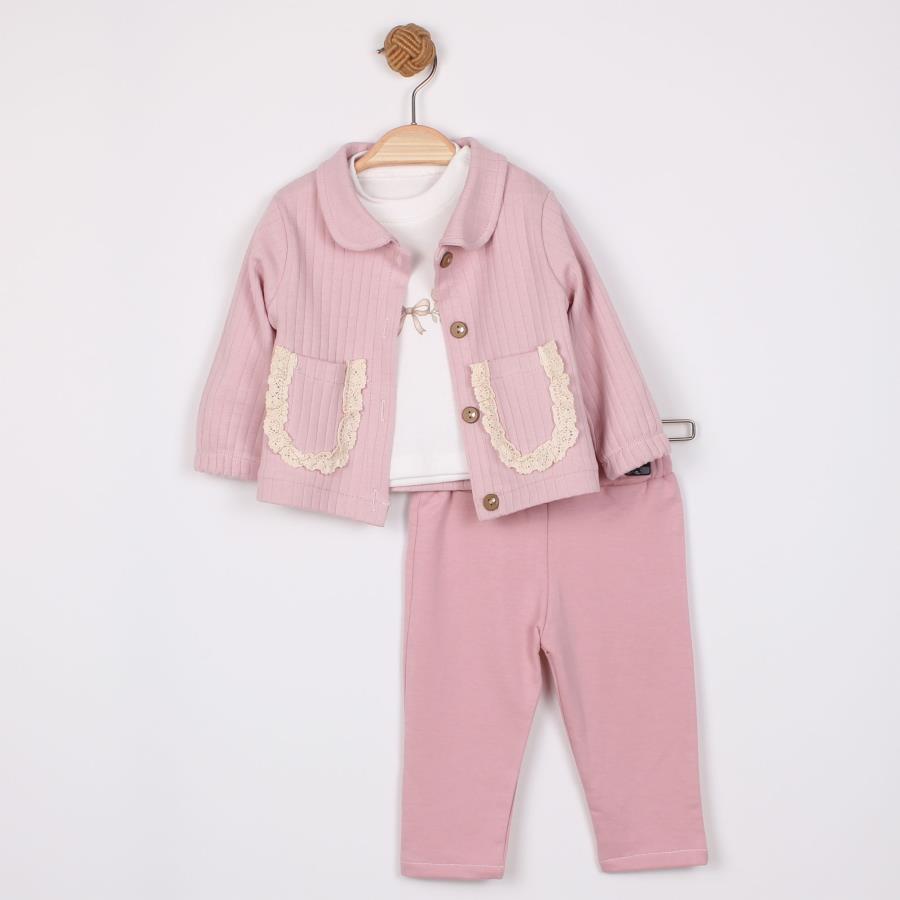 KARDELYA CEP DANTELLİ  KIZ BEBEK  3 LÜ TAKIM