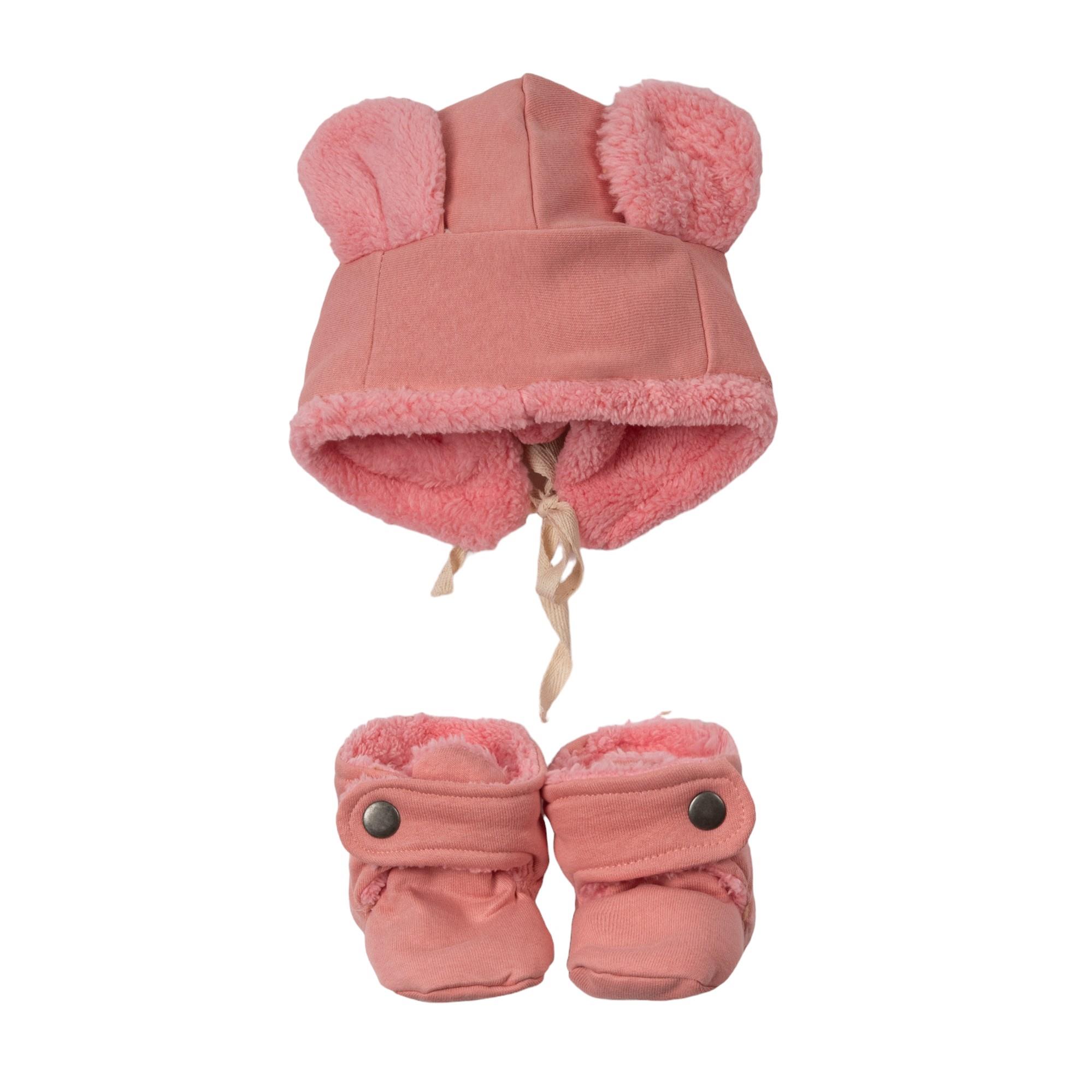 Kedi Kulaklı Şapka ve Panduf Takımı