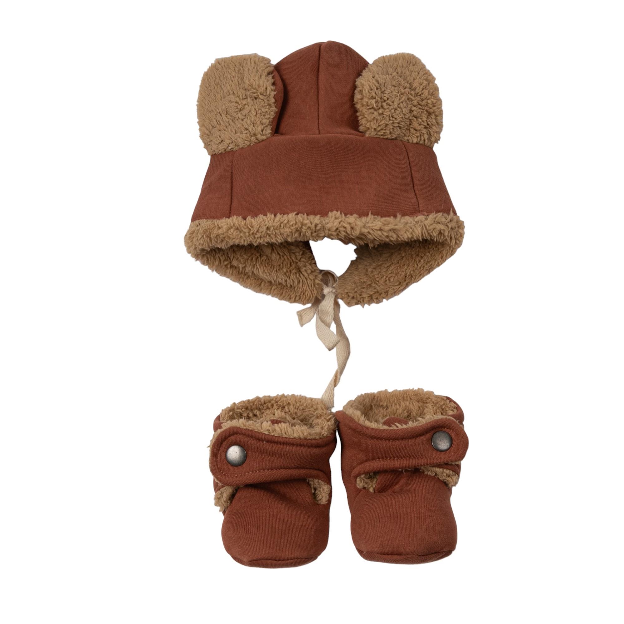 Kedi Kulaklı Şapka ve Panduf Takımı