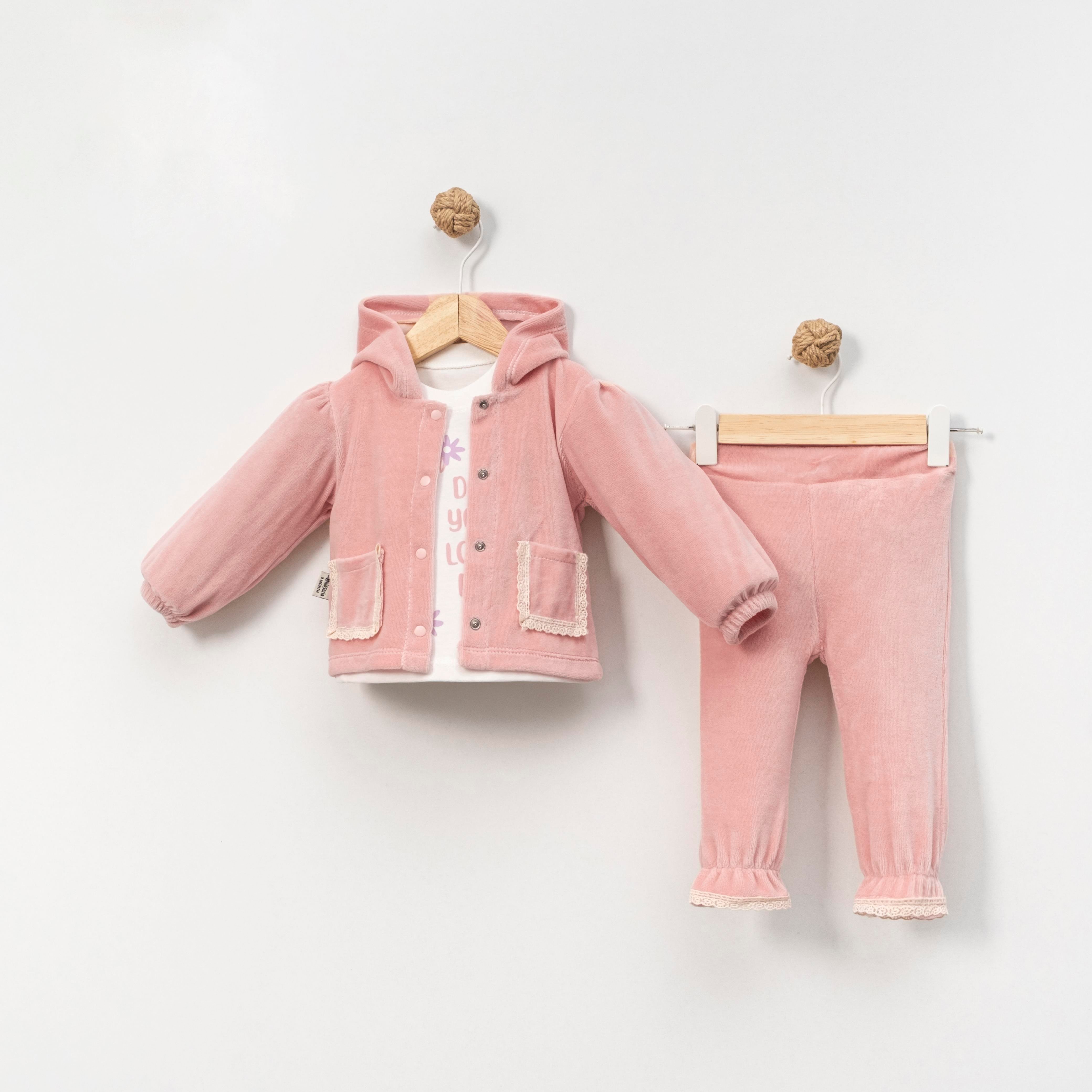 KİDSERİA CEP DETAYLI KIZ BEBEK 3 LÜ TAKIM