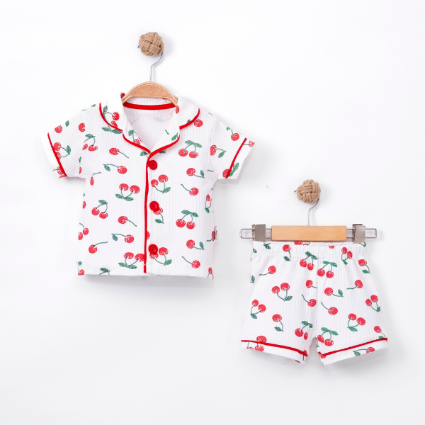 Kiraz Baskılı Kız Bebek İkili Takım