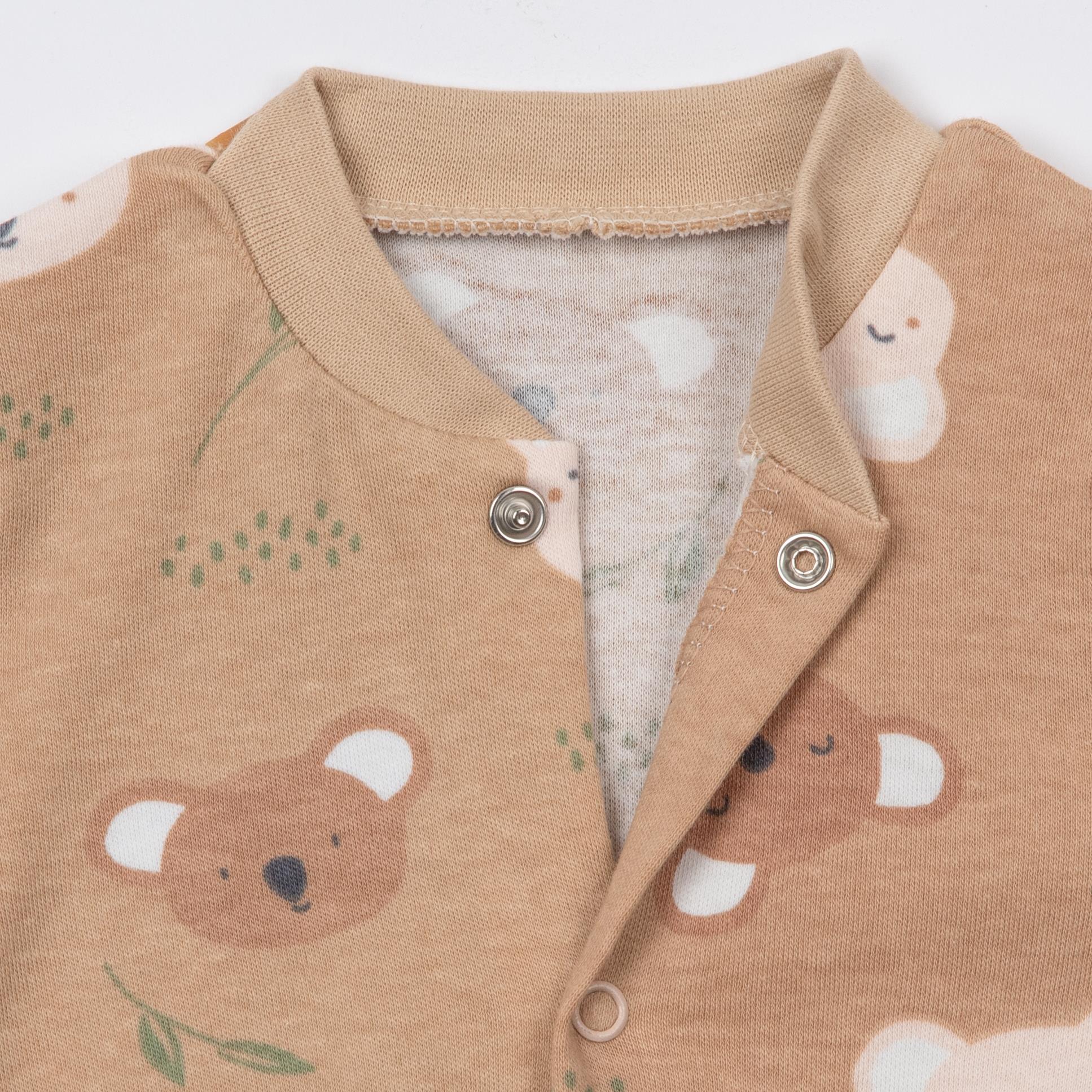 Koala Baskılı Erkek Bebek Patikli Üçlü Tulum