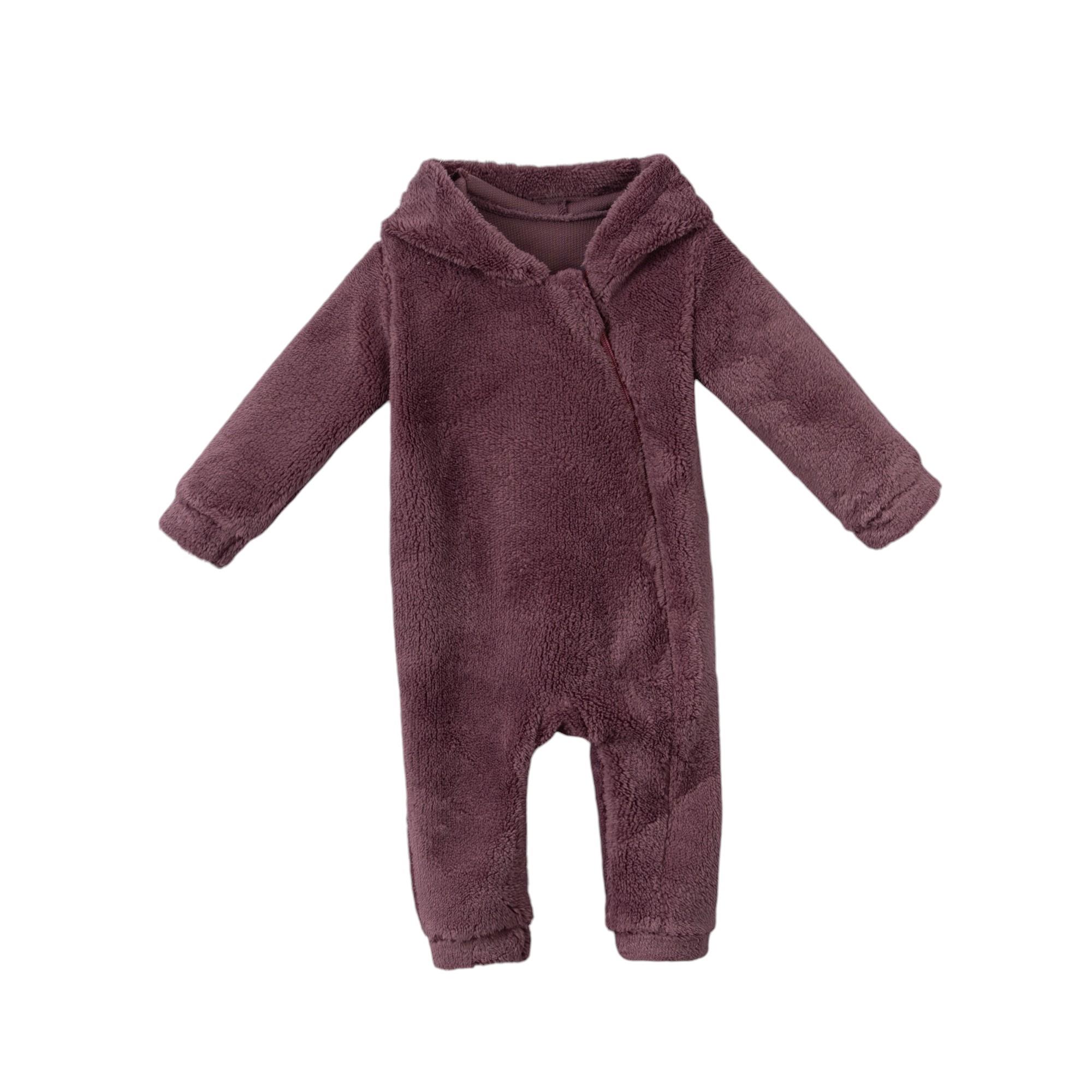 Kulaklı Kız Bebek Fermuarlı Tulum