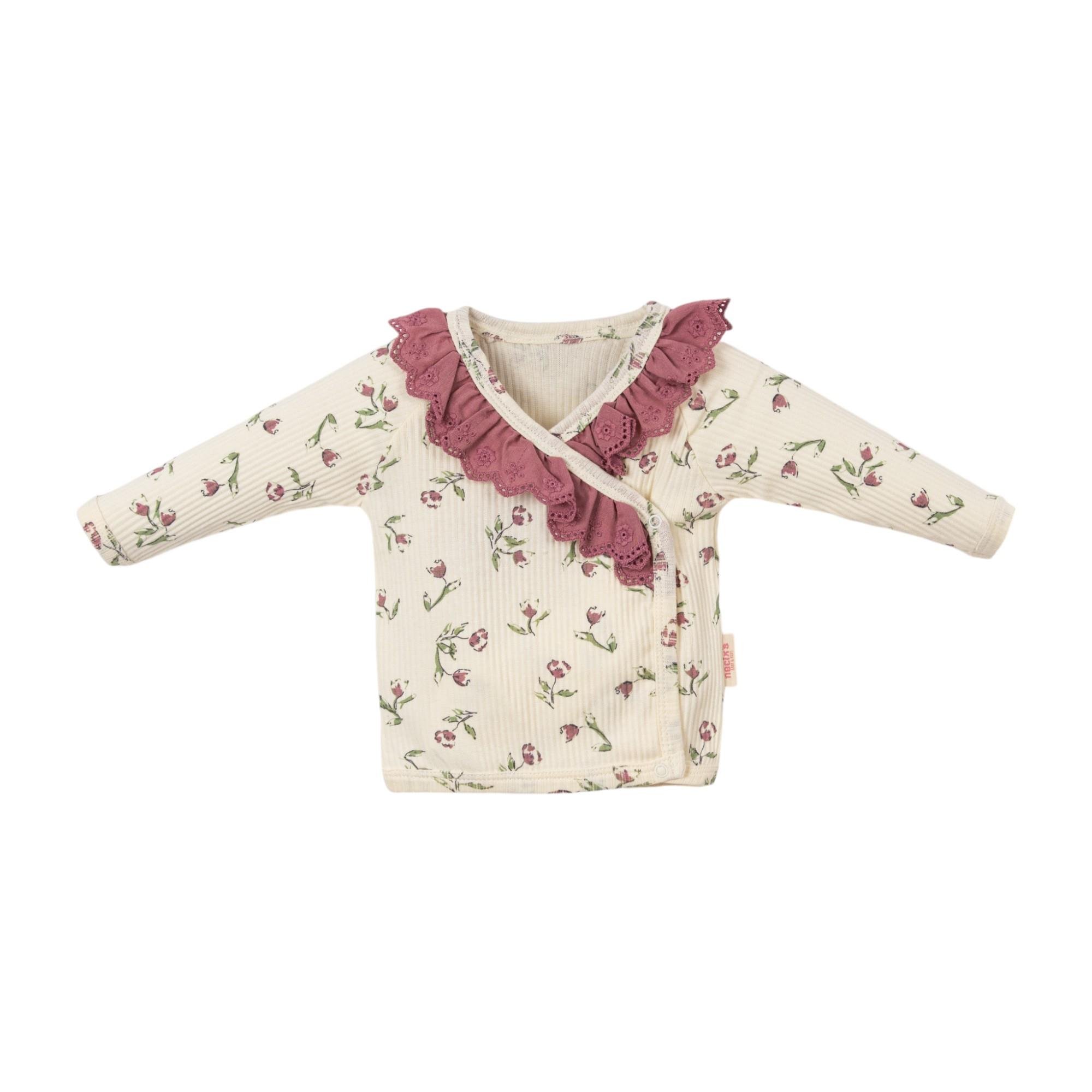 Lale Baskılı Kız Bebek Hastane Çıkışı Beşli Set