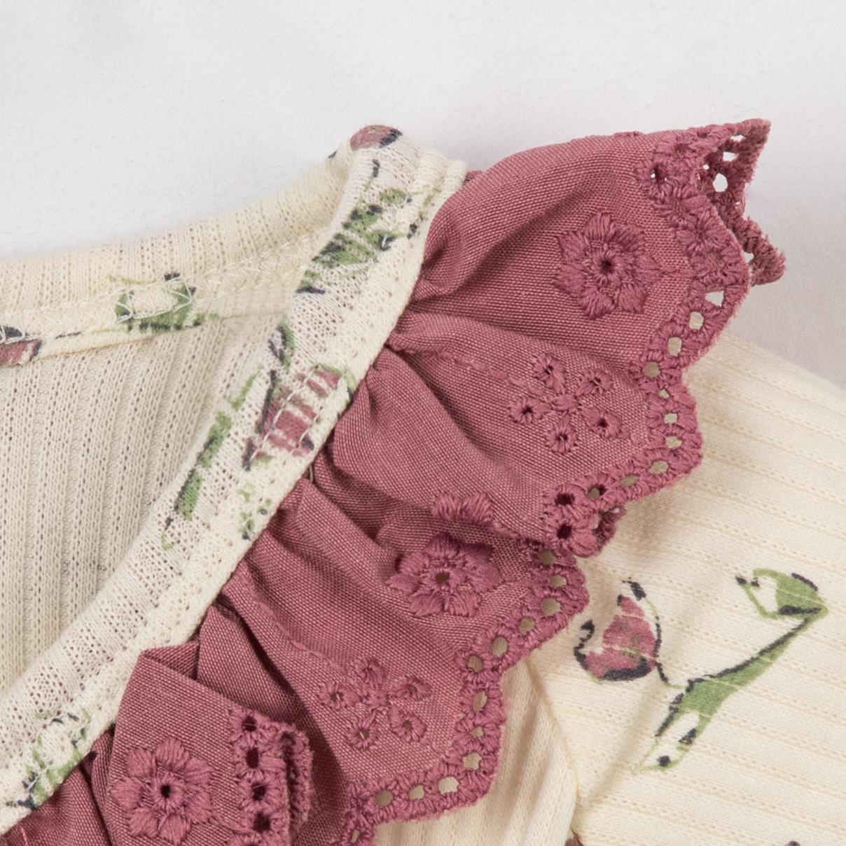 Lale Baskılı Kız Bebek Hastane Çıkışı Beşli Set