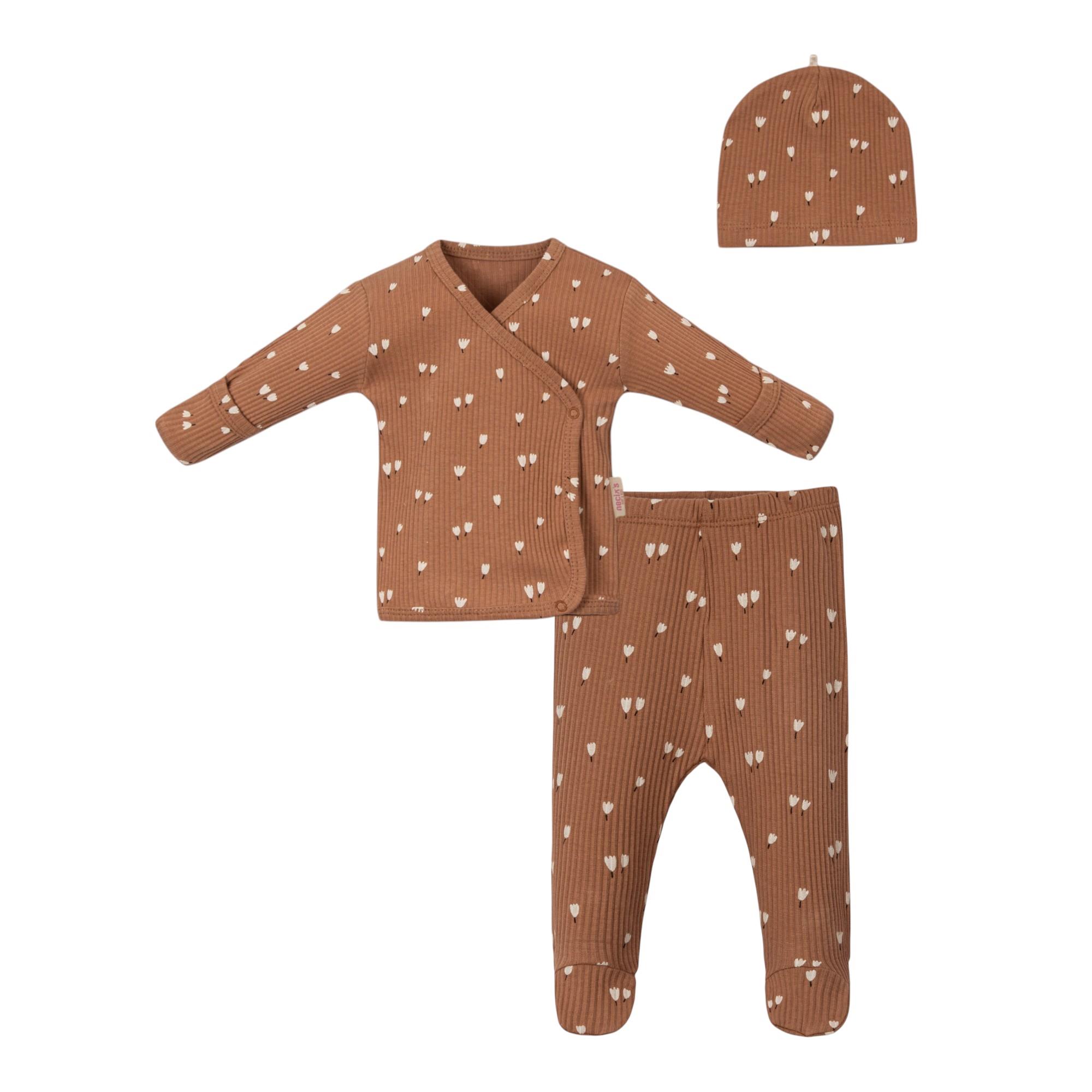 Lale Desenli Kız Bebek Üçlü Set