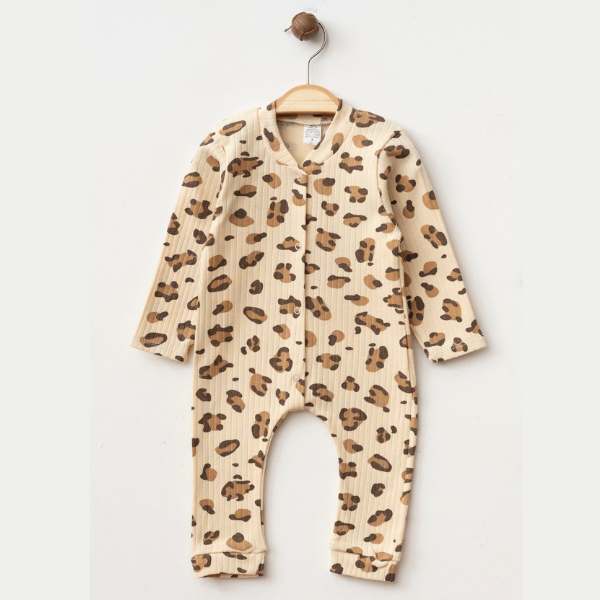 Leopar  Baskılı Bebek Tulum