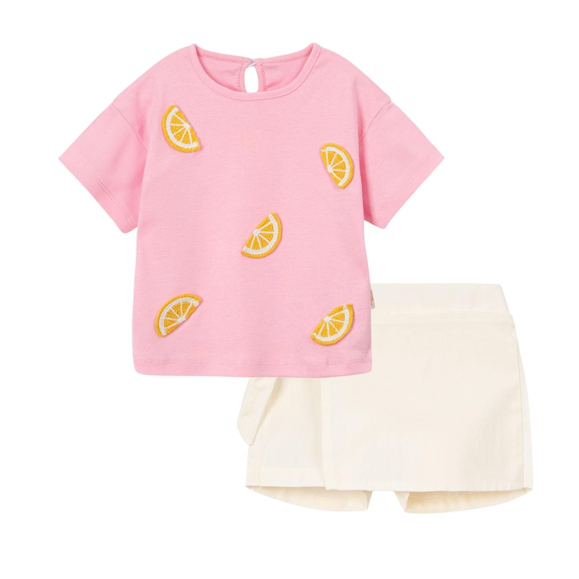 Limon Şort Etekli Kız Bebek İkili Takım