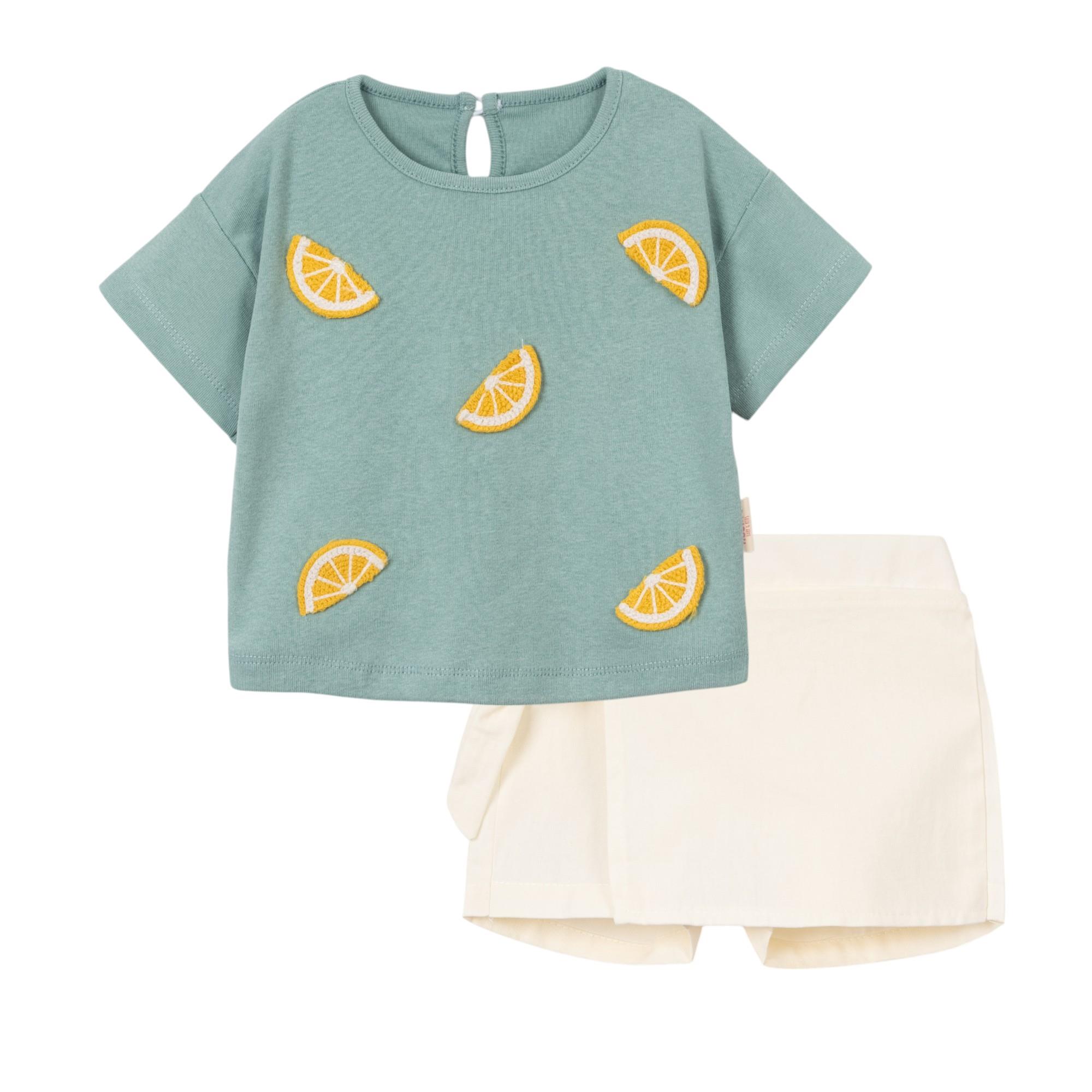 Limon Şort Etekli Kız Bebek İkili Takım