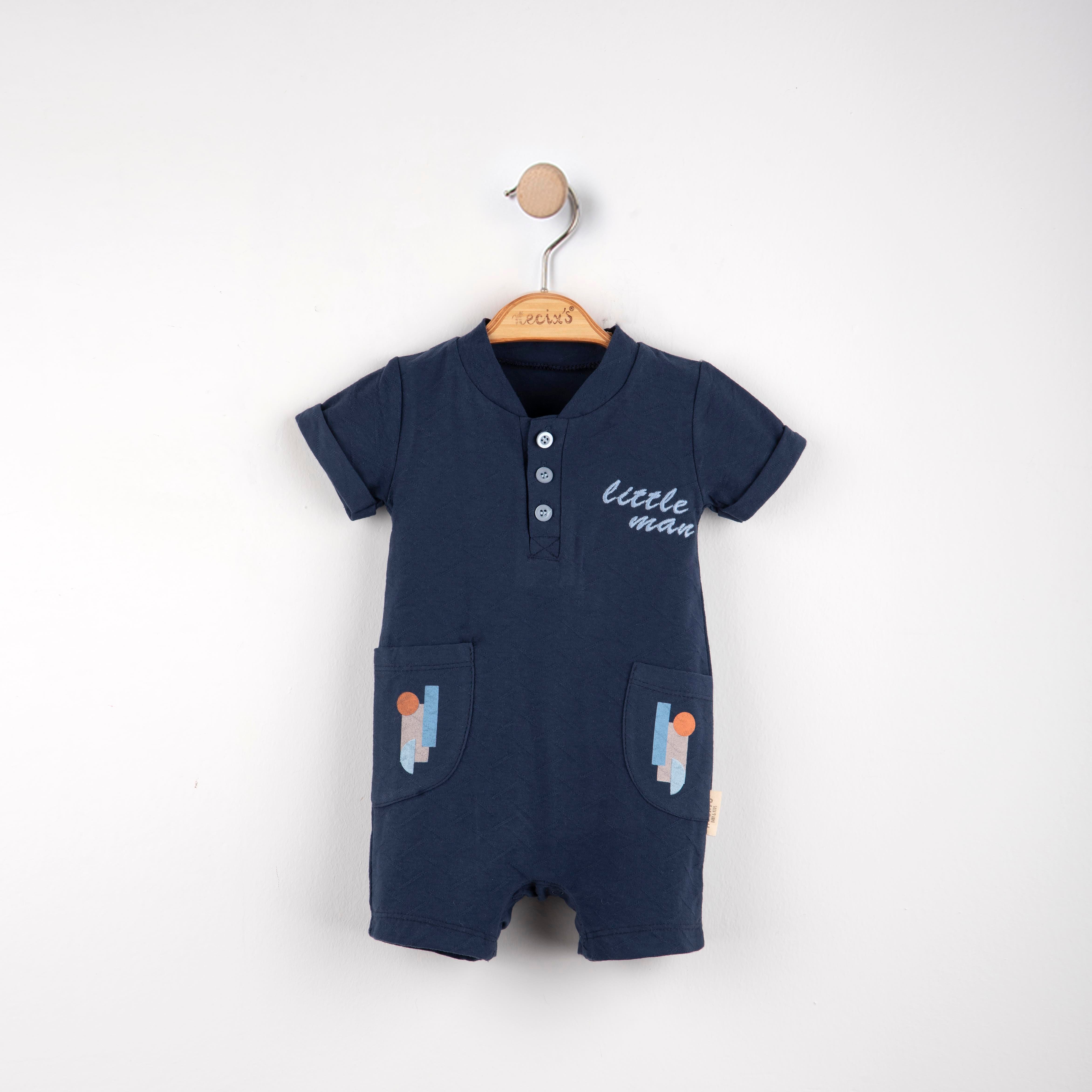 Little Man Yazı Baskılı Erkek Bebek Tulum