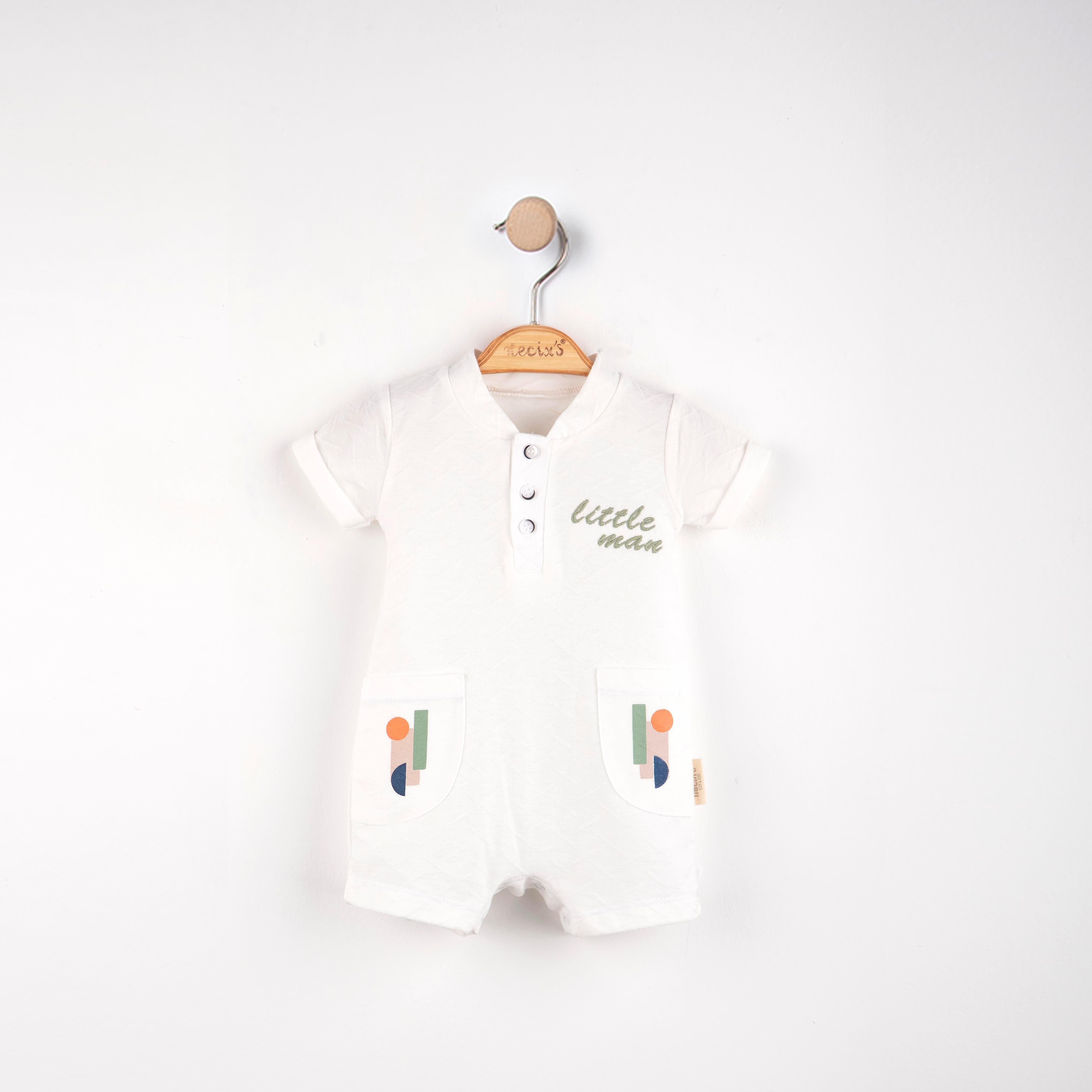 Little Man Yazı Baskılı Erkek Bebek Tulum