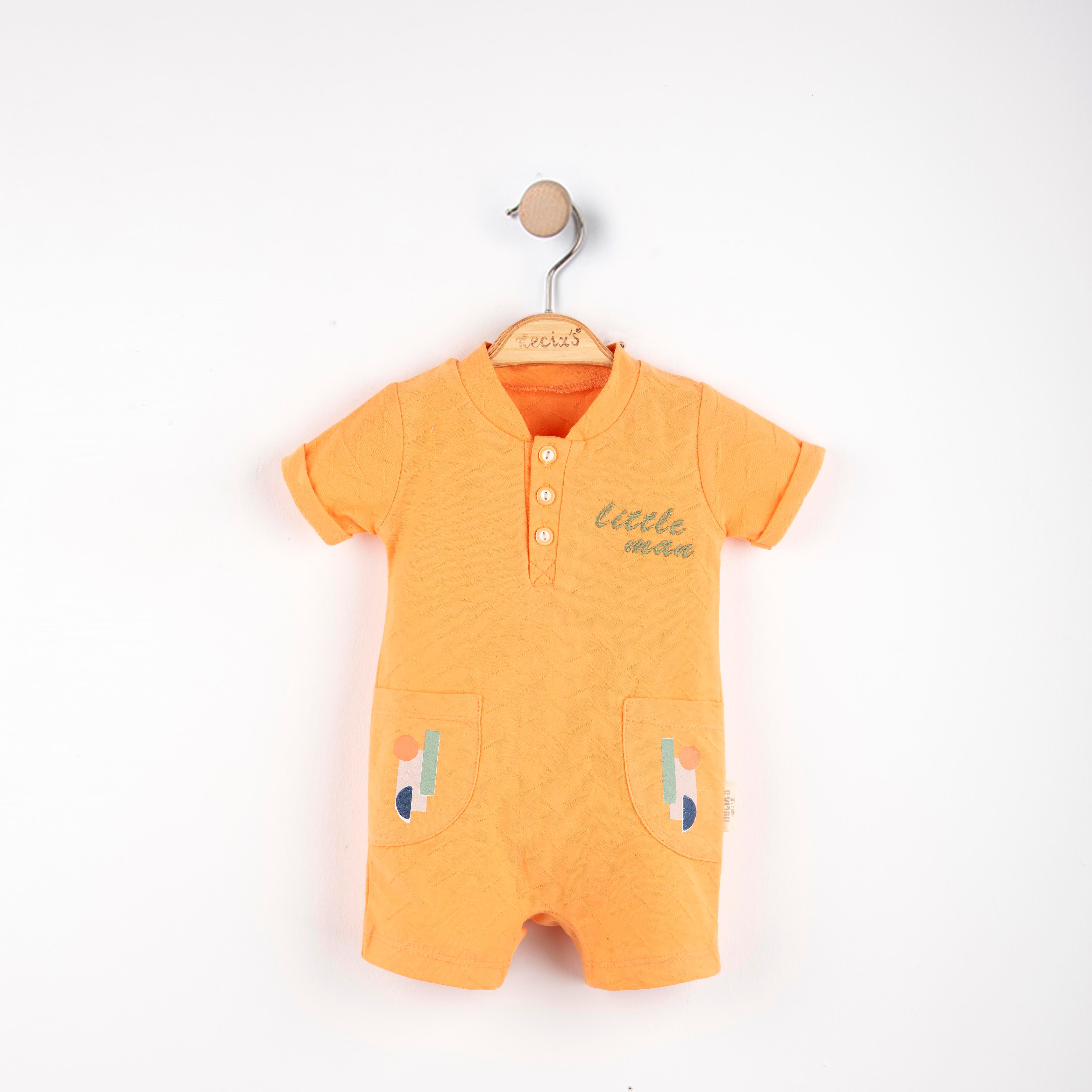 Little Man Yazı Baskılı Erkek Bebek Tulum