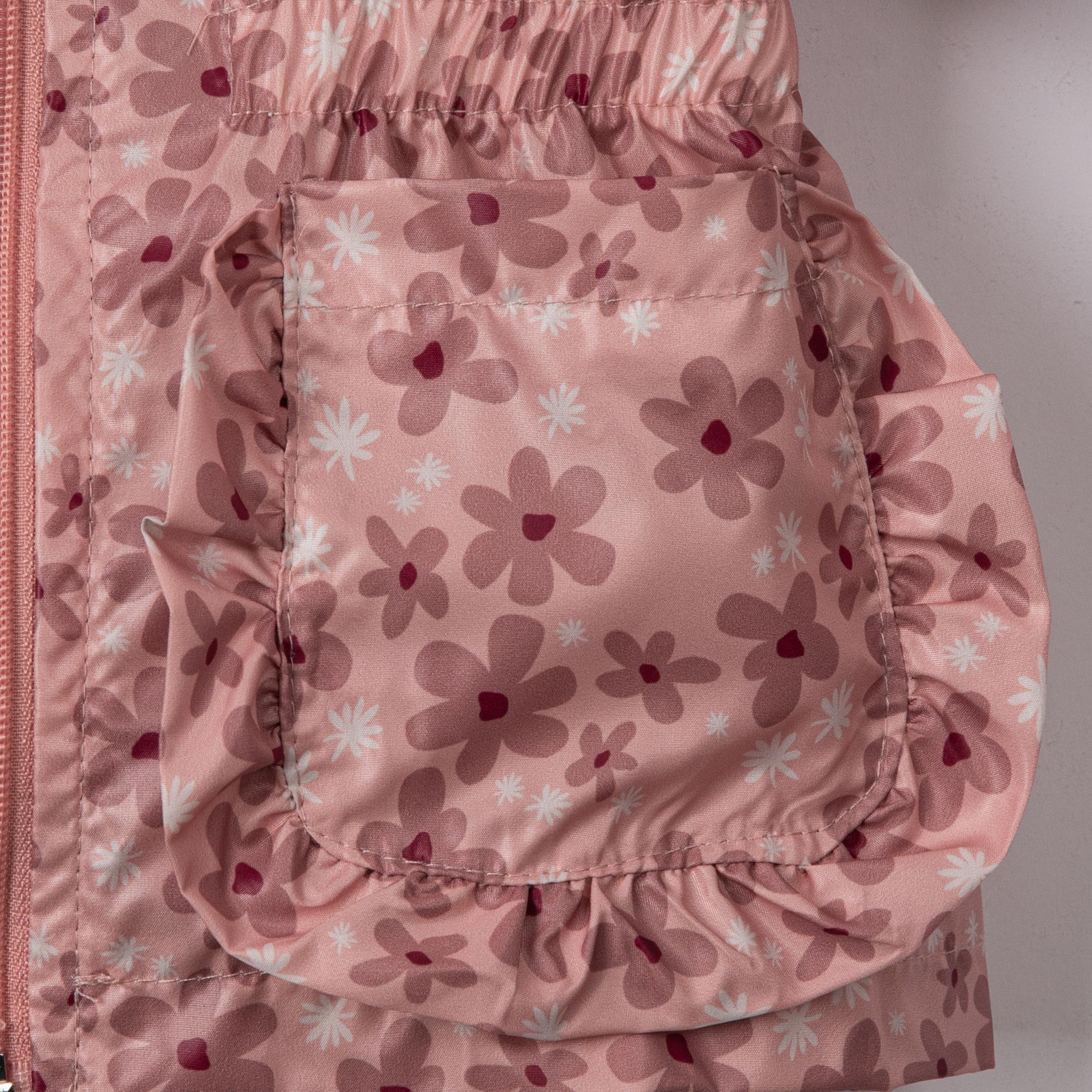 Lovely Çiçek Desenli Yağmurluk Kız Bebek Üçlü Takım