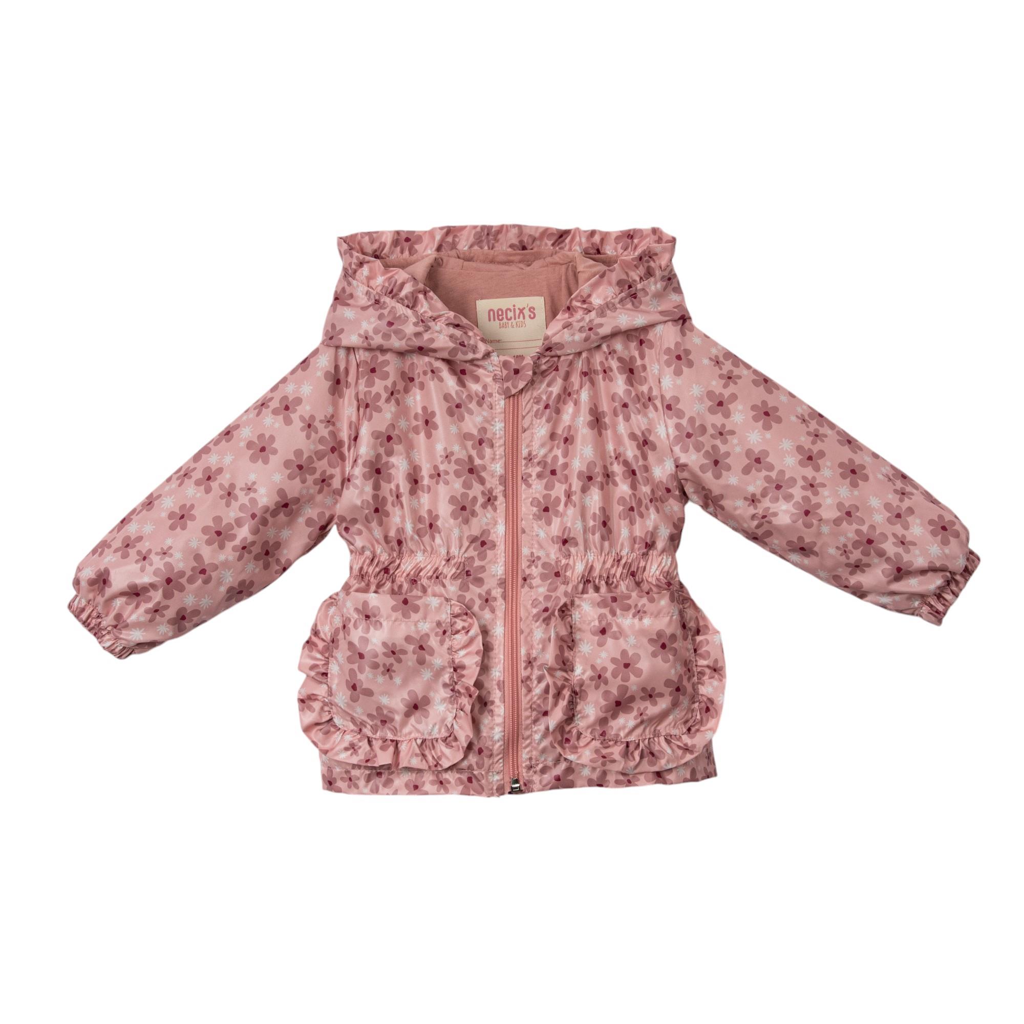 Lovely Çiçek Desenli Yağmurluk Kız Bebek Üçlü Takım