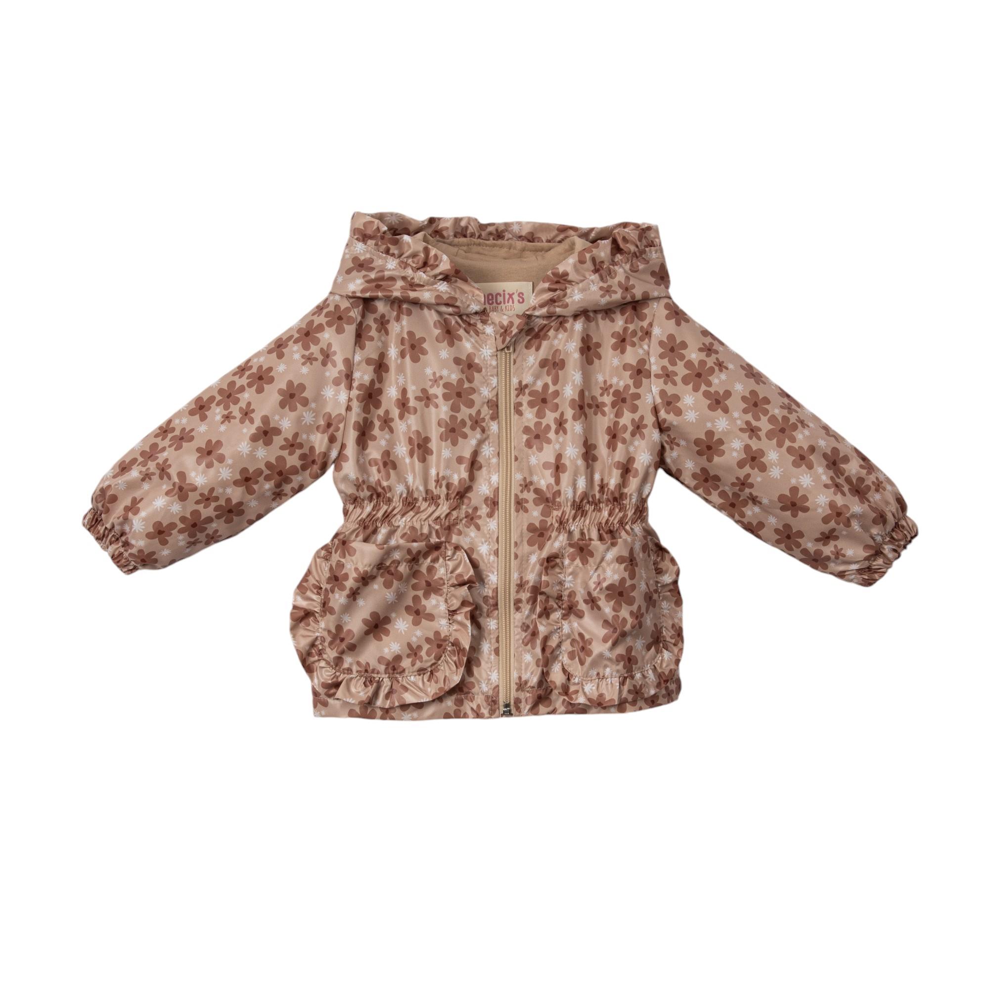 Lovely Çiçek Desenli Yağmurluk Kız Bebek Üçlü Takım