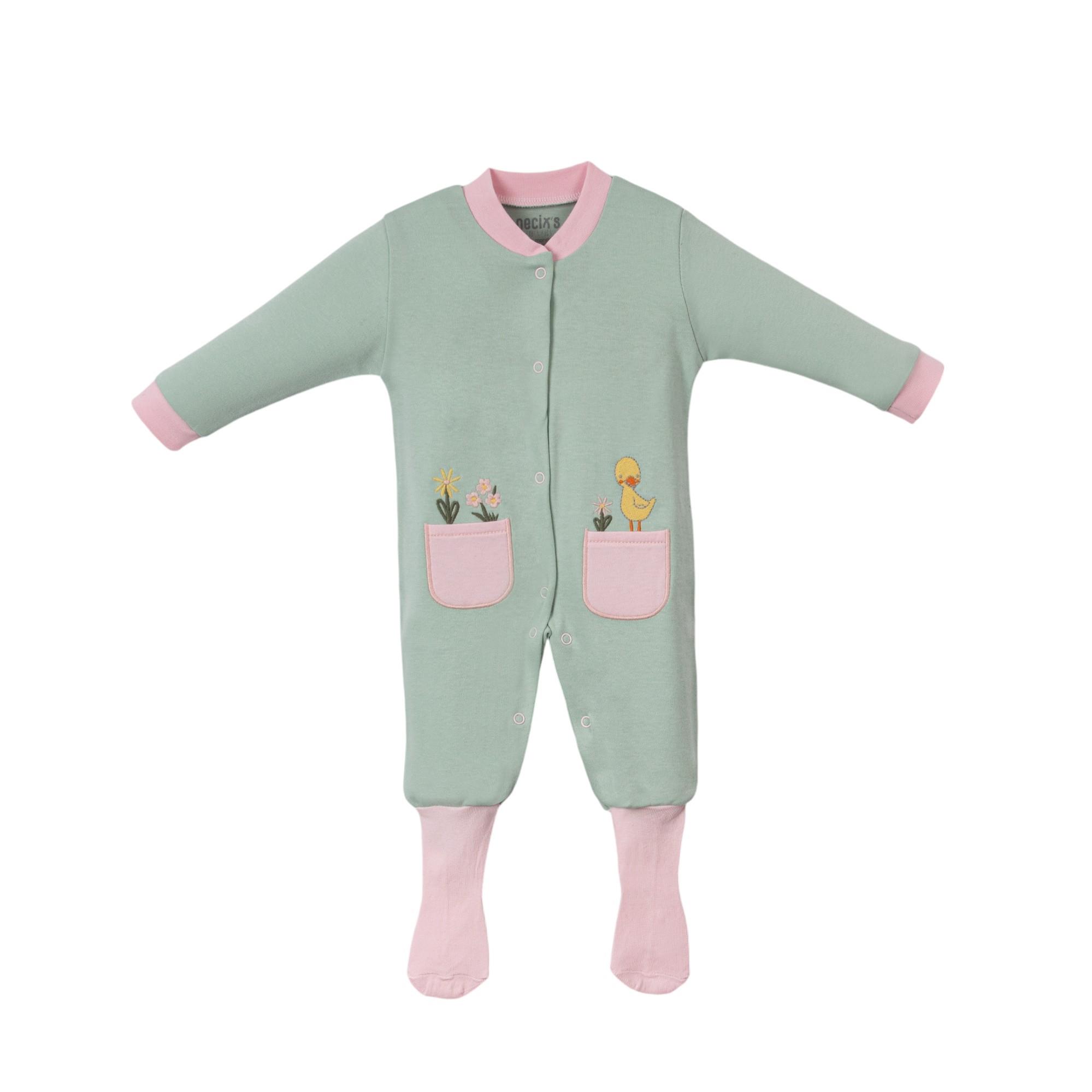 Manolya Ördek Temalı Kız Bebek Üçlü Tulum