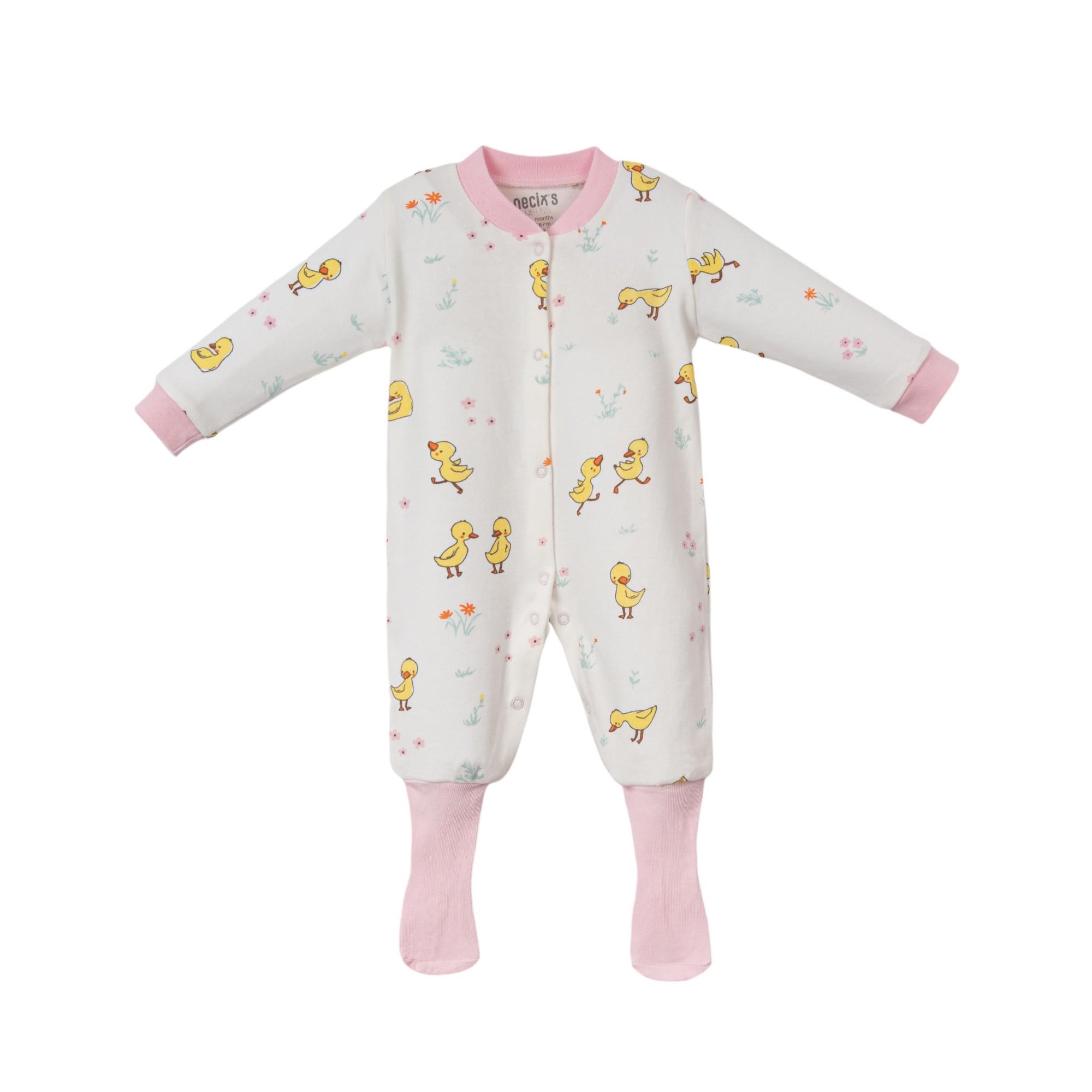 Manolya Ördek Temalı Kız Bebek Üçlü Tulum