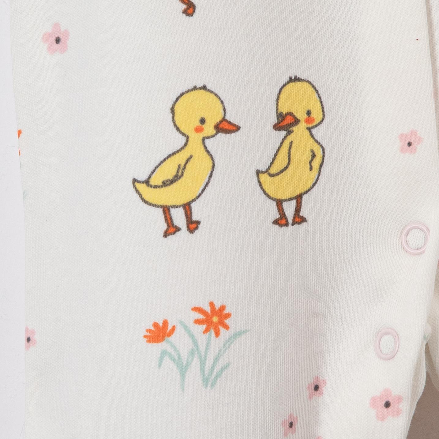 Manolya Ördek Temalı Kız Bebek Üçlü Tulum