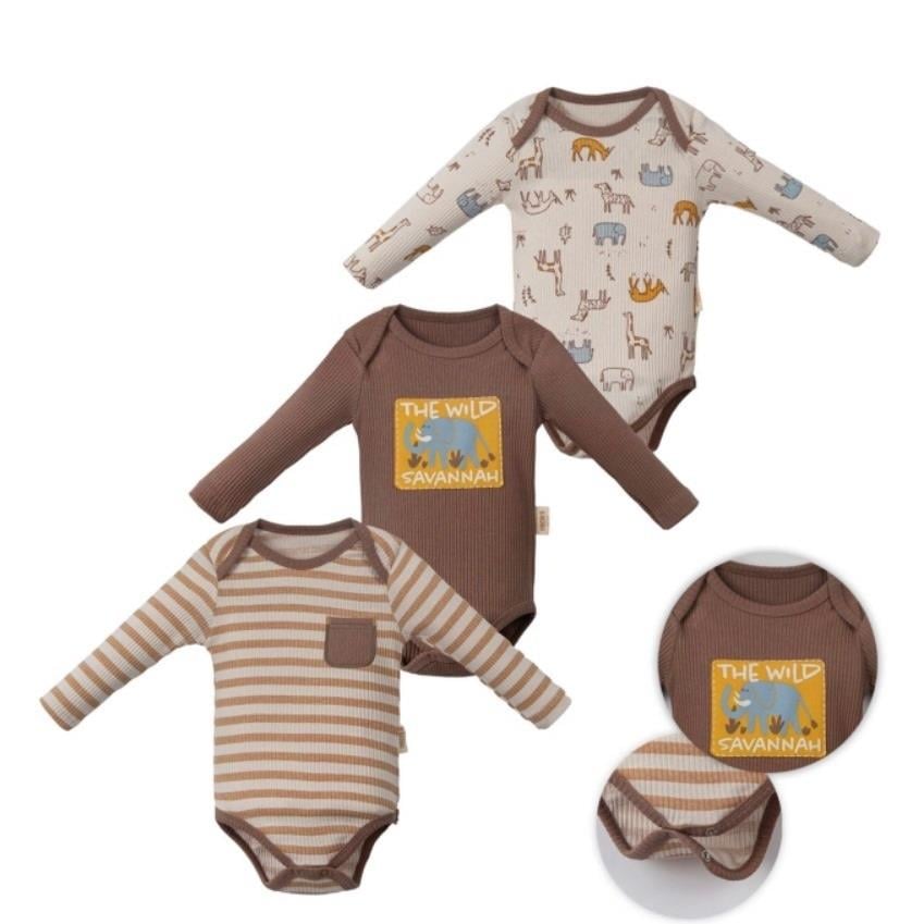 Margate Hayvan Temalı Erkek Bebek Üçlü Body