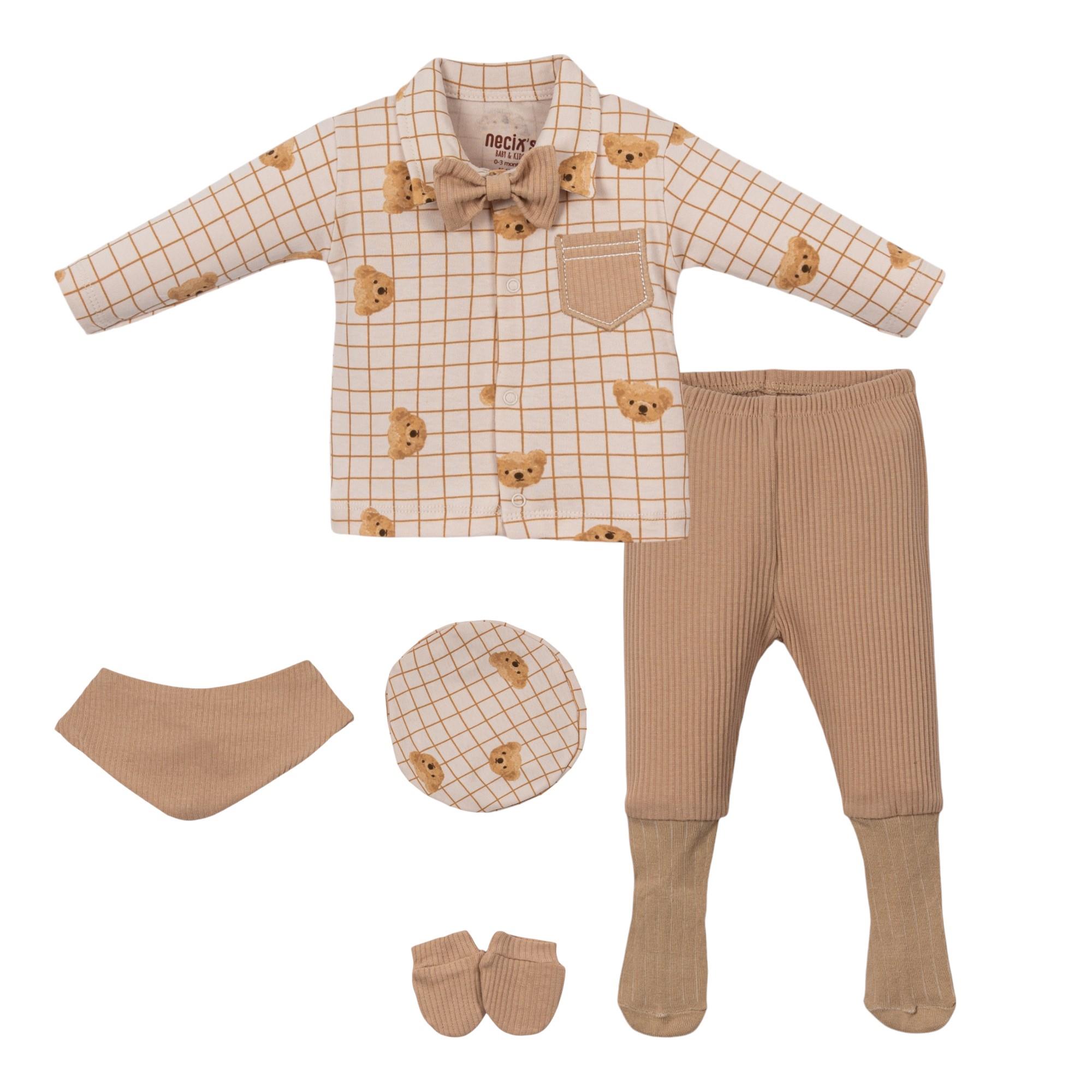 Mavi Özgün Erkek Bebek Hastane Çıkışı Beşli Set