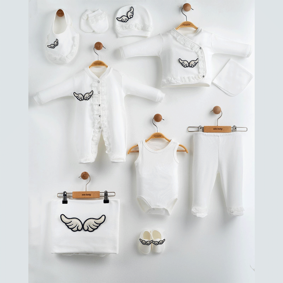 MELEK KANATLI KIZ BEBEK 10 LU SET 0-3 AY