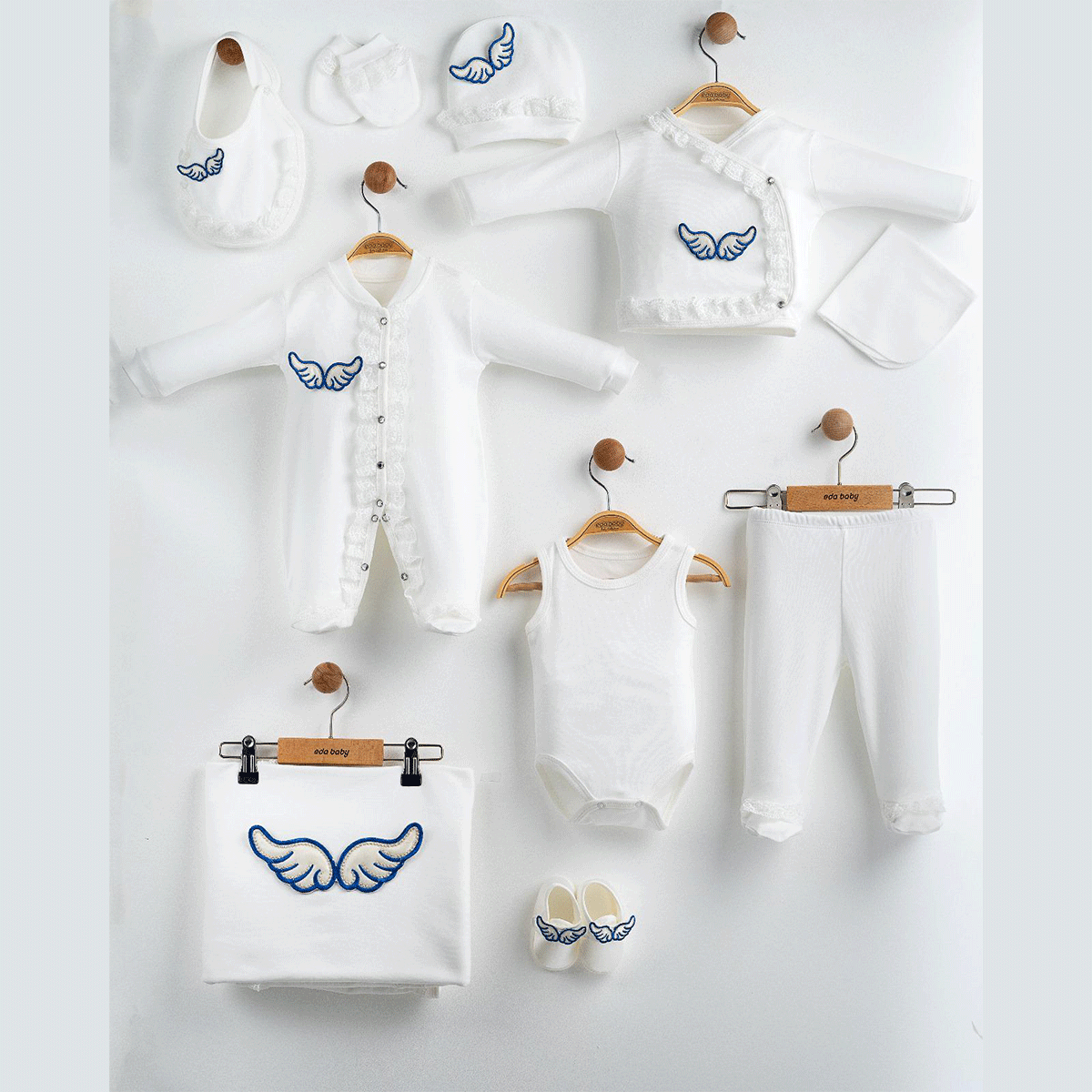 MELEK KANATLI KIZ BEBEK 10 LU SET 0-3 AY