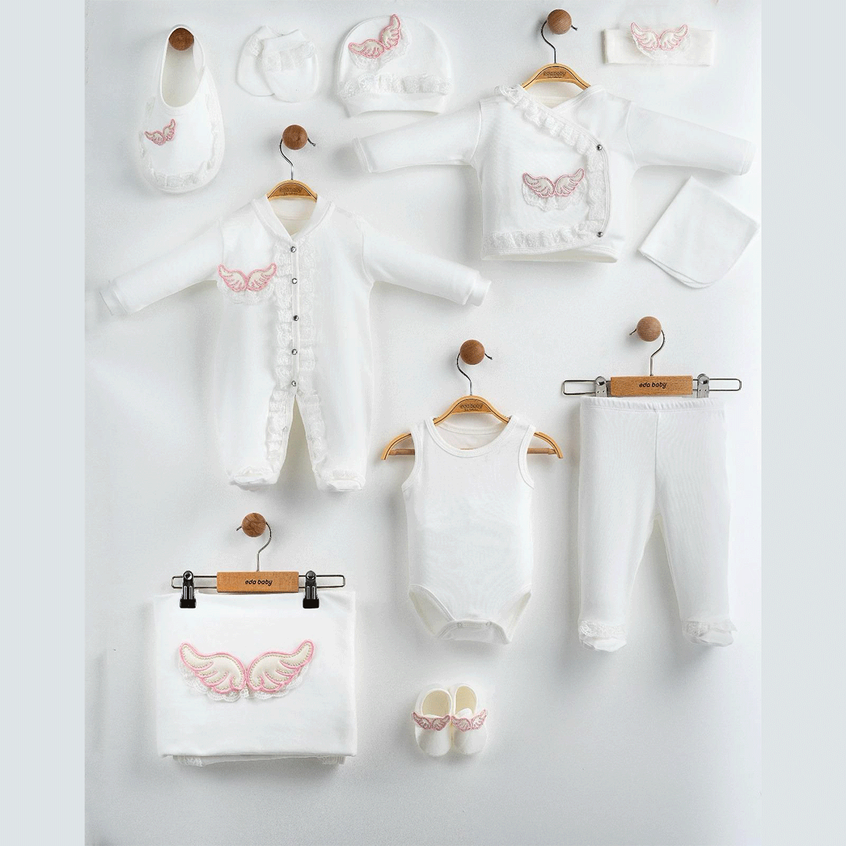 MELEK KANATLI KIZ BEBEK 10 LU SET 0-3 AY