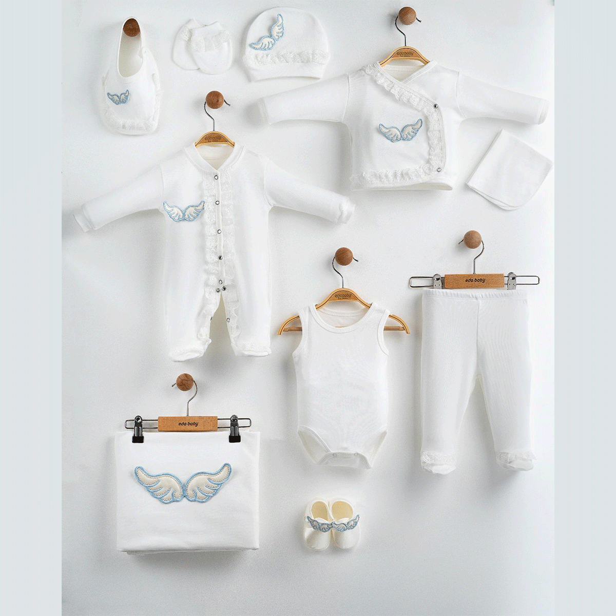 MELEK KANATLI KIZ BEBEK 10 LU SET 0-3 AY