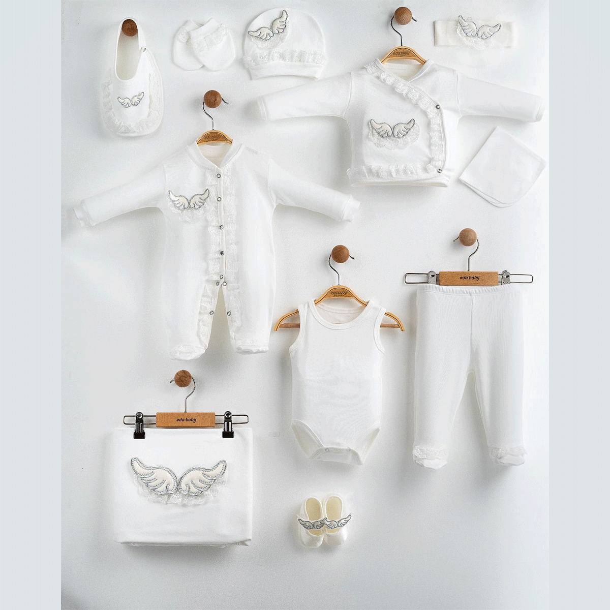 MELEK KANATLI KIZ BEBEK 10 LU SET 0-3 AY