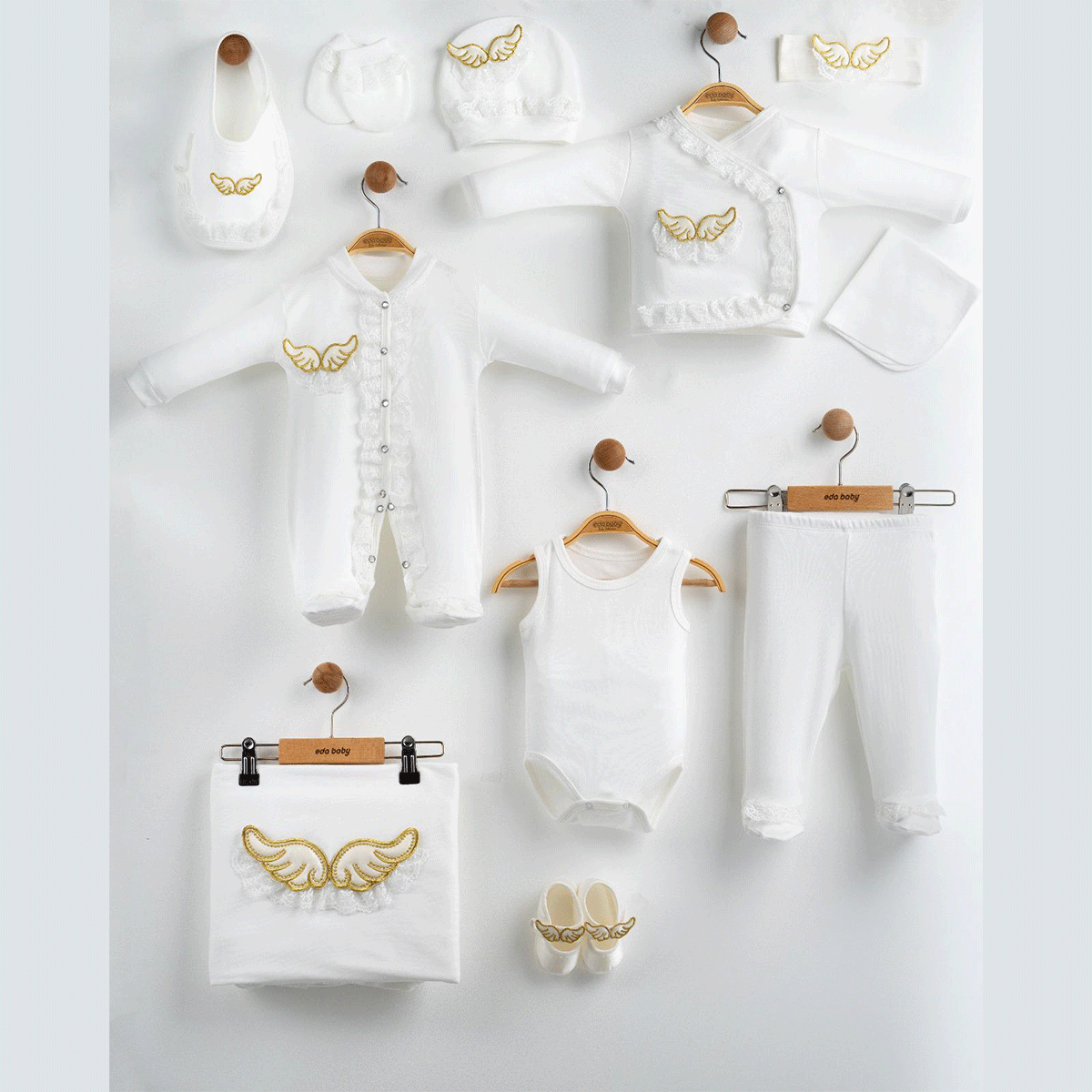 MELEK KANATLI KIZ BEBEK 10 LU SET 0-3 AY