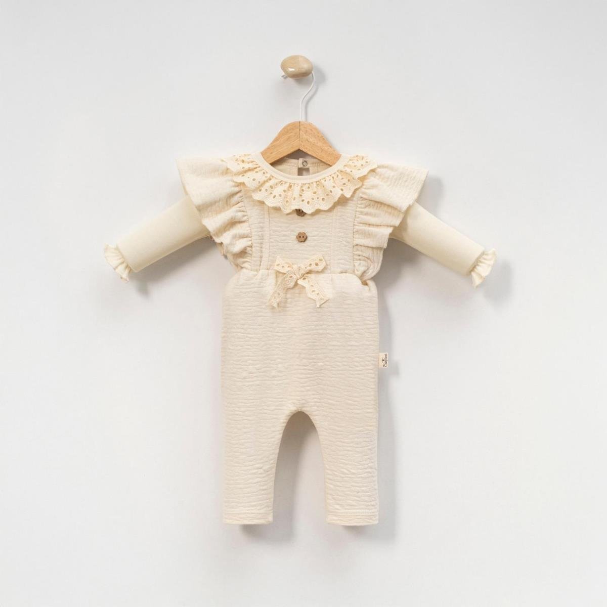 MİNİ CAYZEN ÇİÇEK DÜĞMELİ SALOPET KIZ BEBEK