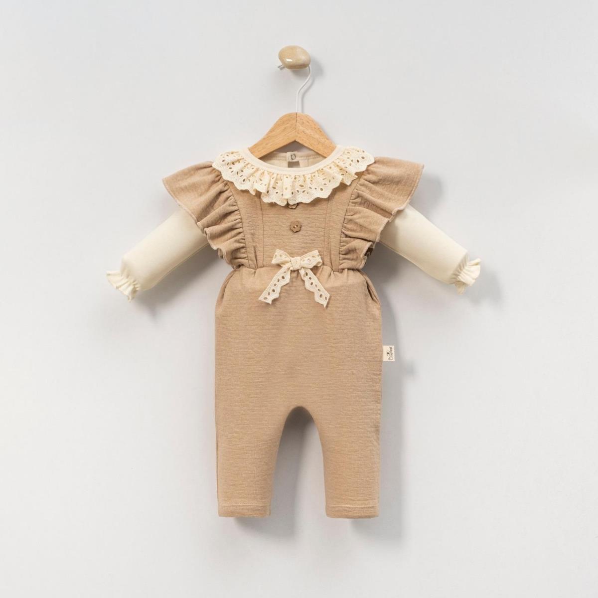 MİNİ CAYZEN ÇİÇEK DÜĞMELİ SALOPET KIZ BEBEK