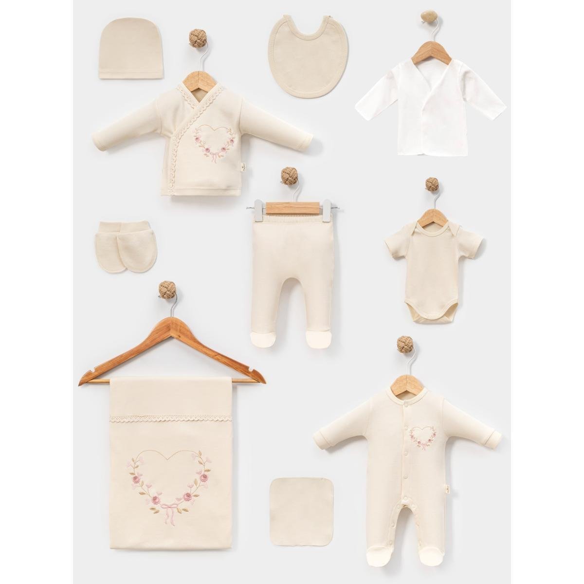 MİNİ CAYZEN KALP NAKIŞLI 10 LU HASTANE ÇIKIŞ SETİ