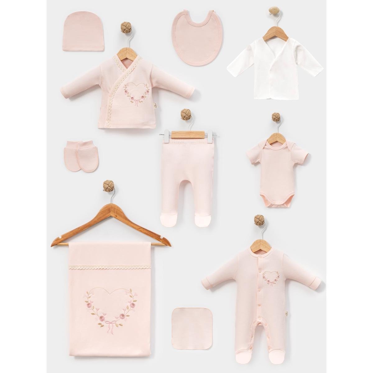 MİNİ CAYZEN KALP NAKIŞLI 10 LU HASTANE ÇIKIŞ SETİ