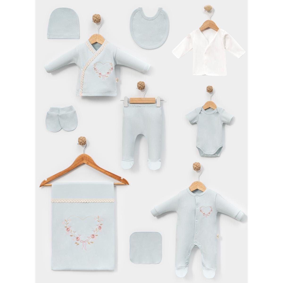 MİNİ CAYZEN KALP NAKIŞLI 10 LU HASTANE ÇIKIŞ SETİ