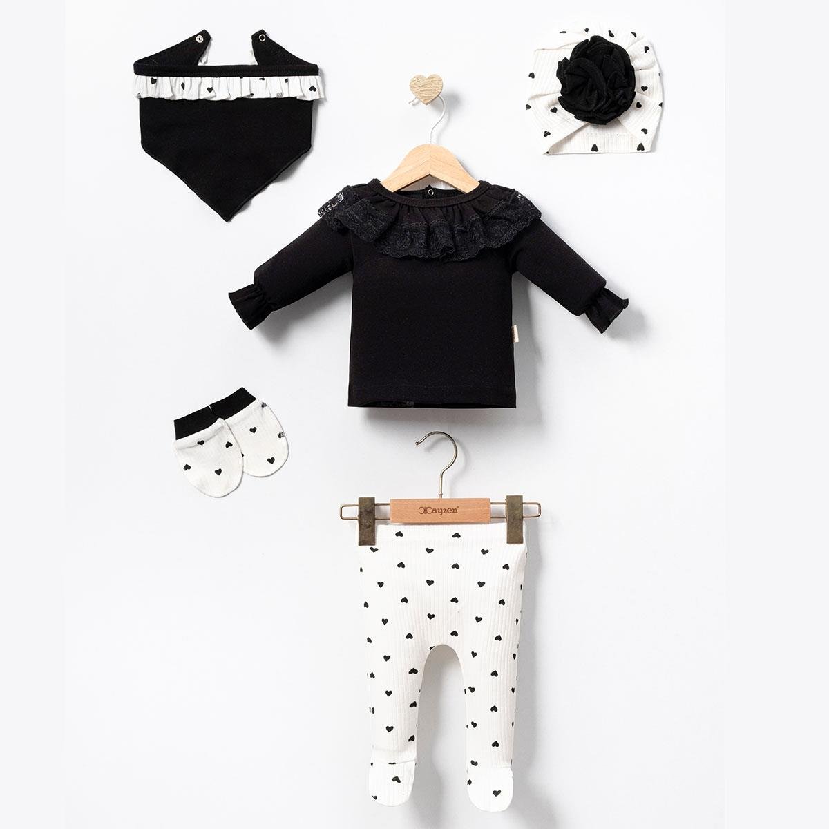 MİNİ CAYZEN KIZ 0-3 AY KAPLİ FIRFIRLI 5Lİ SET