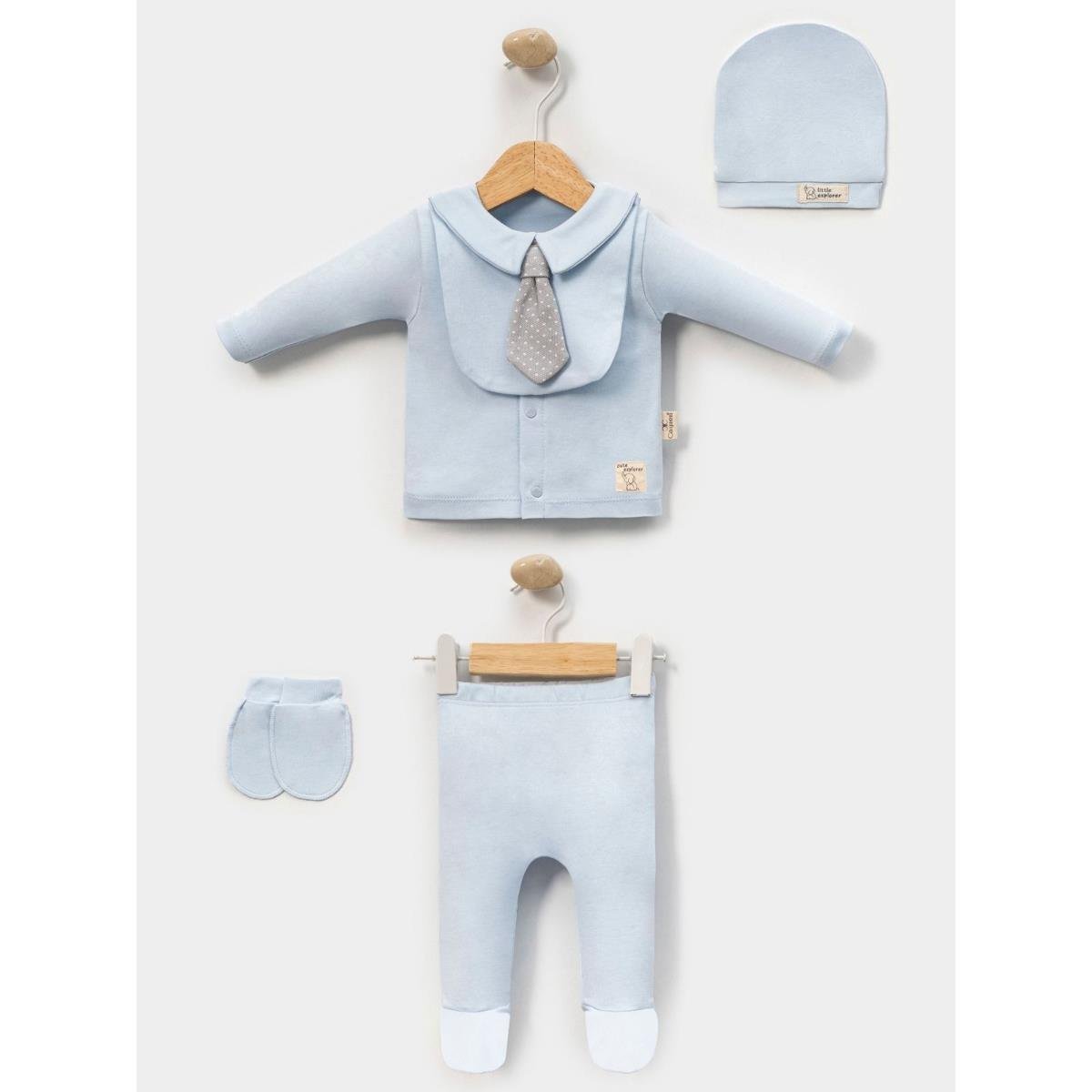 MİNİ CAYZEN KRAVATLI ERKEK 5 Lİ HASTANE ÇIKIŞ SETİ