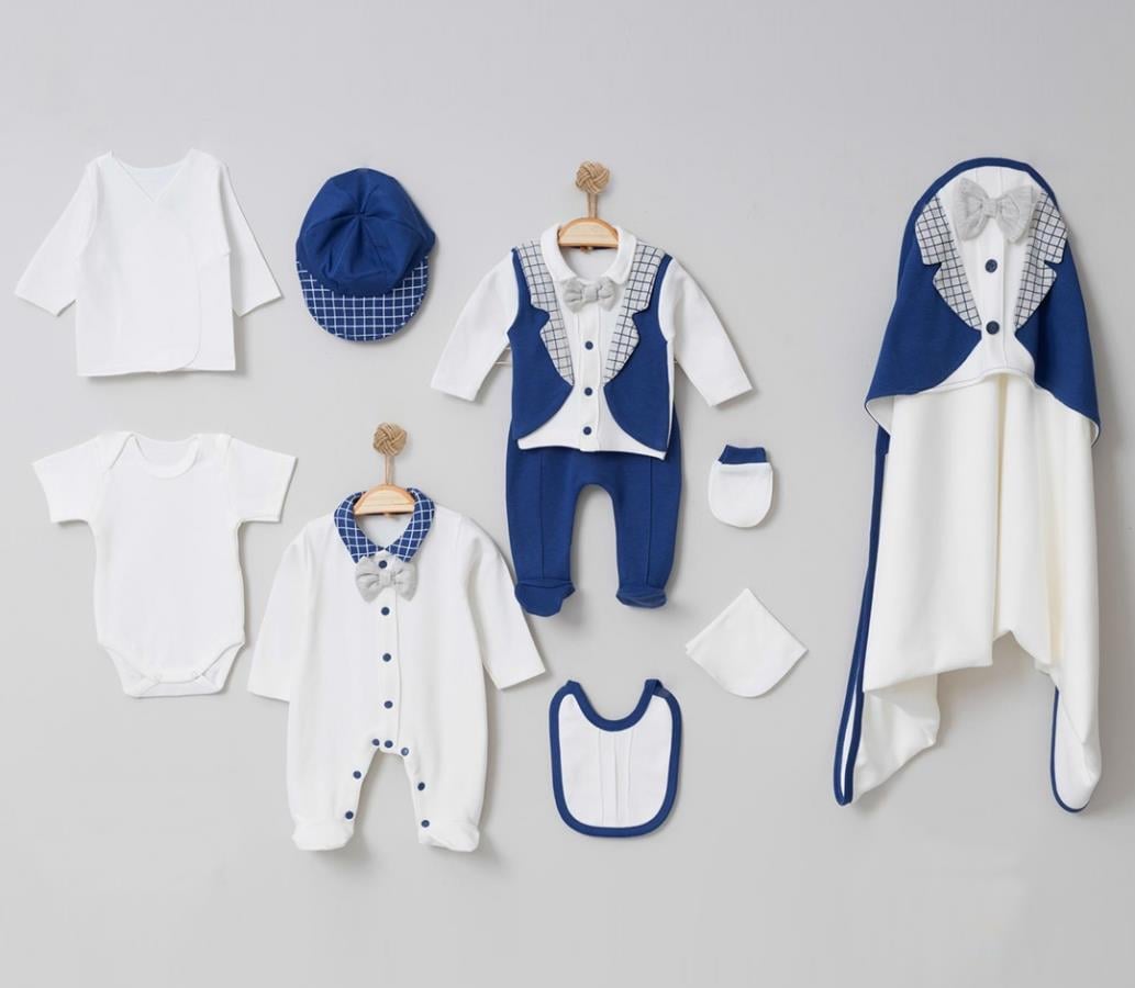 MİNİ CAYZEN PAPYONLU ERKEK 10 LU HASTANE ÇIKIŞ SETİ