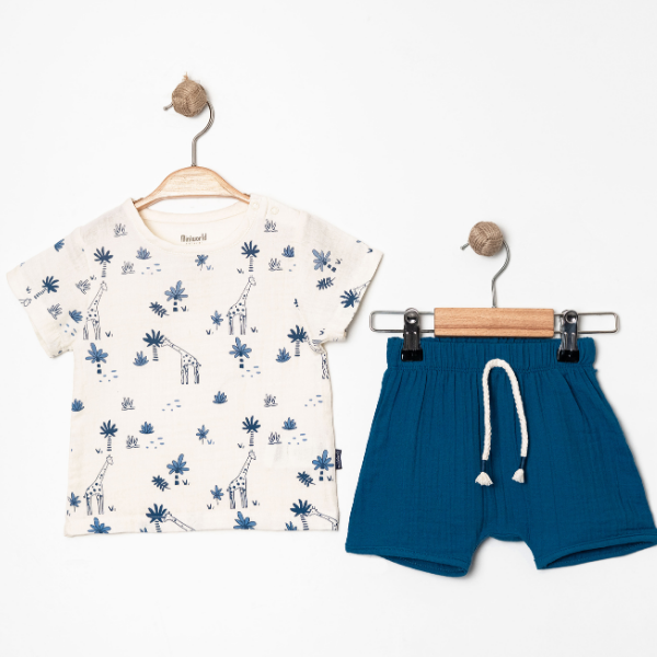 MİNİ WORLD NATÜRE  MÜSLİN ŞORTLU TAKIM 6-24 AY