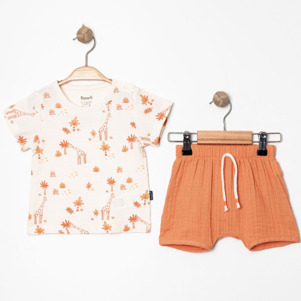 MİNİ WORLD NATÜRE  MÜSLİN ŞORTLU TAKIM 6-24 AY