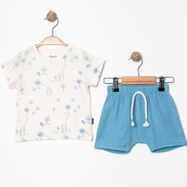 MİNİ WORLD NATÜRE  MÜSLİN ŞORTLU TAKIM 6-24 AY