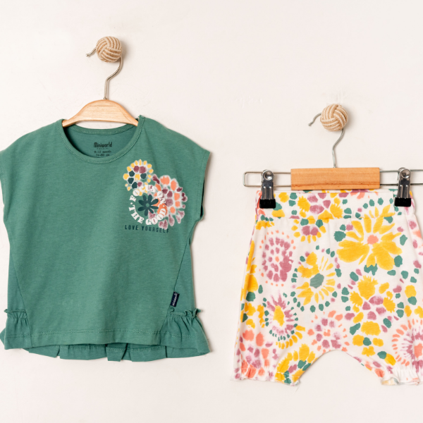 MİNİ WORLD SULU BOYA DESENLİ ŞORTLU TAKIM 6-24 AY