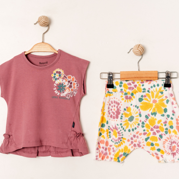 MİNİ WORLD SULU BOYA DESENLİ ŞORTLU TAKIM 6-24 AY