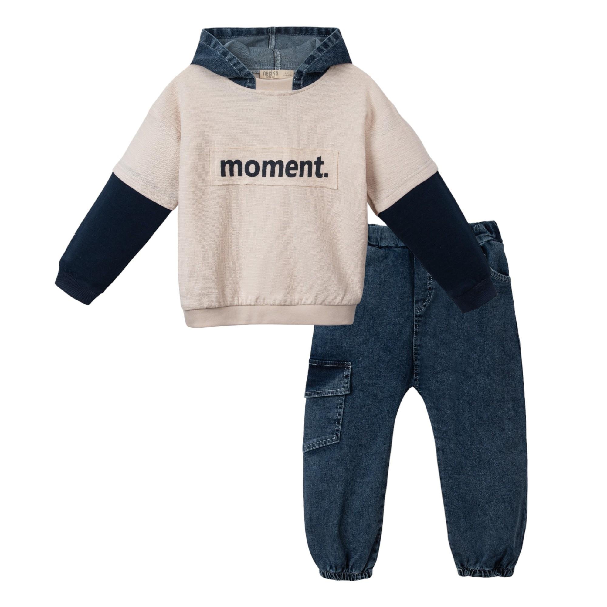 Moment Yazılı Erkek Bebek İkili Takım