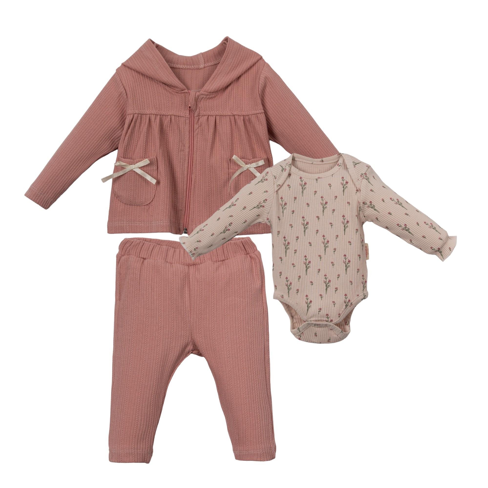 Mono Newborn Kız Bebek Üçlü Takım