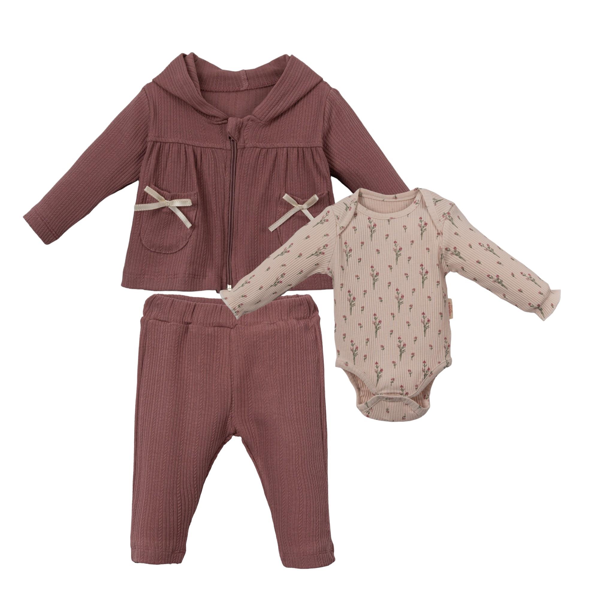 Mono Newborn Kız Bebek Üçlü Takım