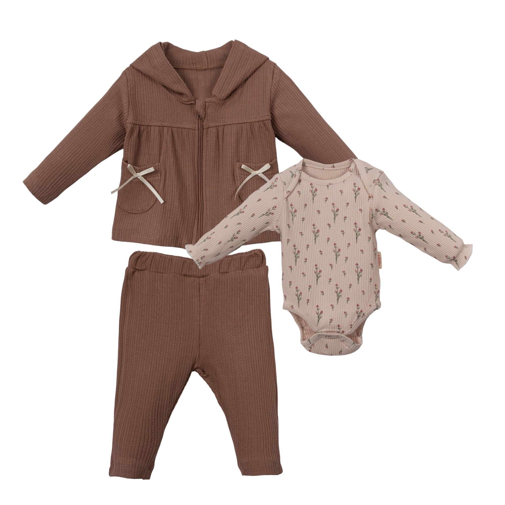 Mono Newborn Kız Bebek Üçlü Takım