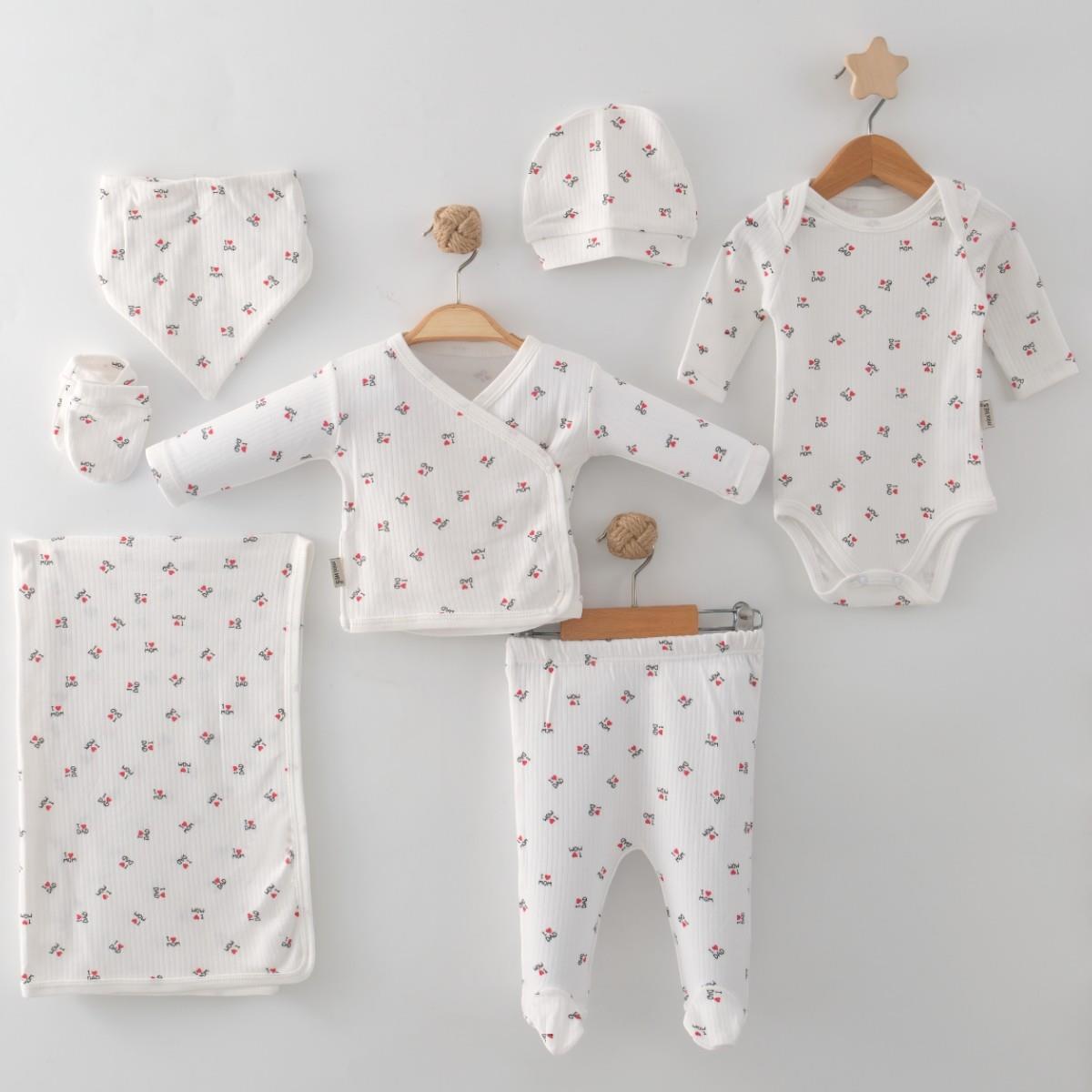 MONVOİ KİDS I LOVE DAD-MOM BASKLI BATTANİYELİ 7 Lİ SET