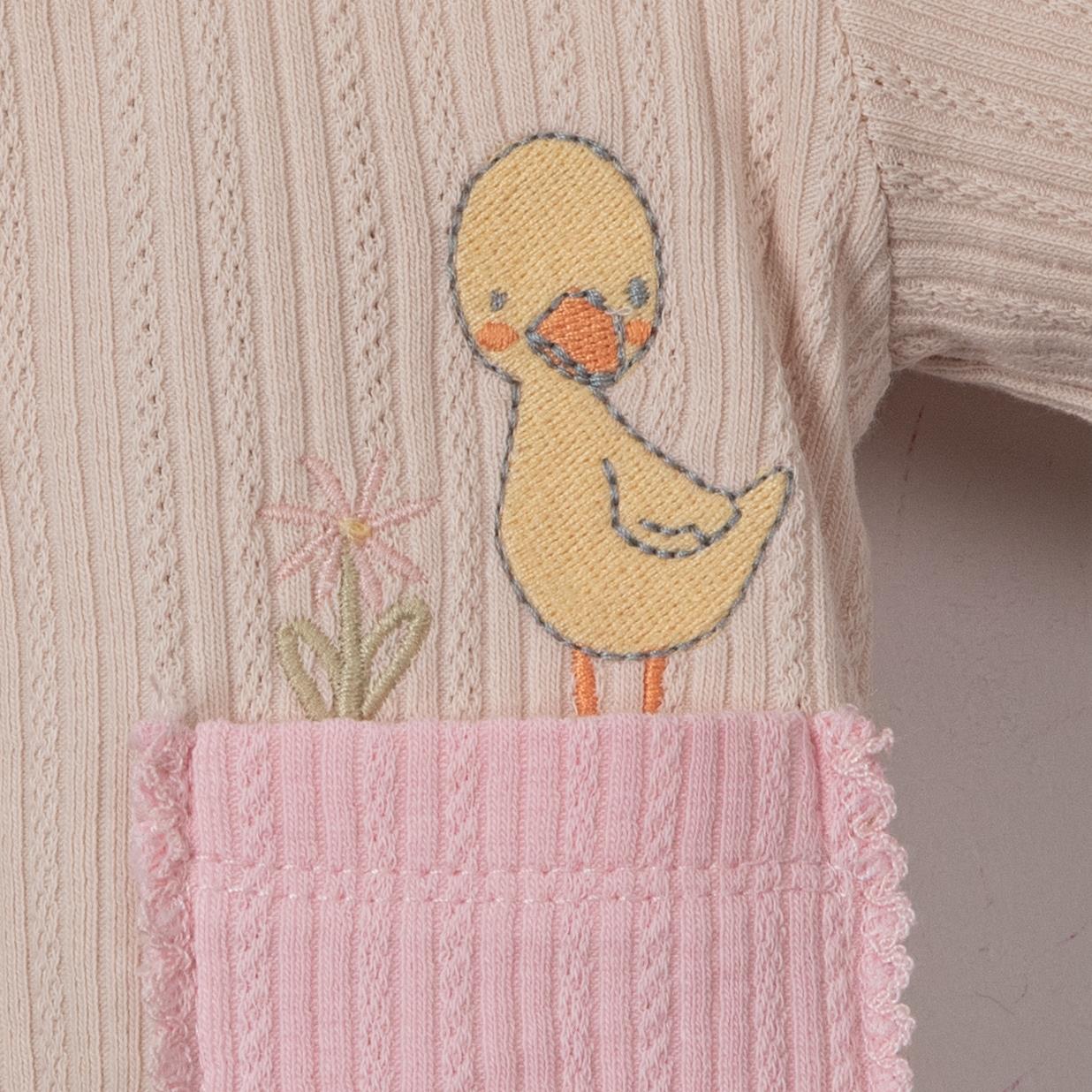 Mürver Ördek Baskılı Kız Bebek Hastane Çıkışı Beşli Set