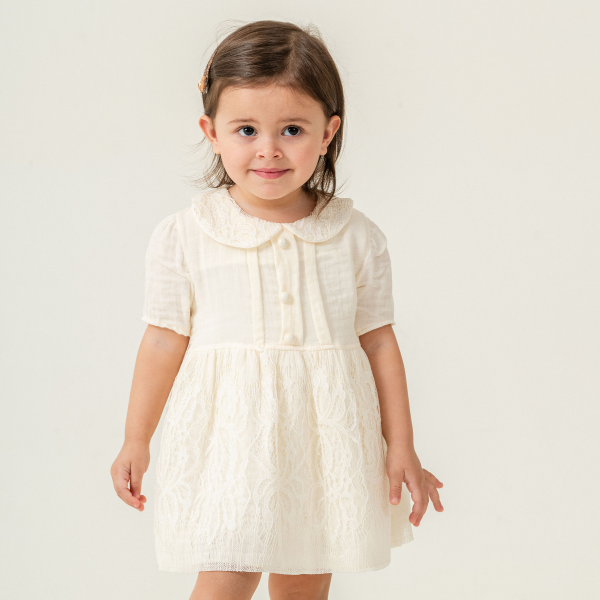 MY PİNGY DANTEL DETAYLI DÜĞMELİ  ELBİSE 9-24 AY